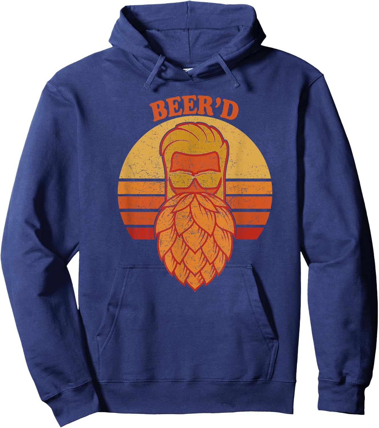 Beer d - Hops Beard - Beer Garden Retro Sunset Hoodie - Hoodie | Navy