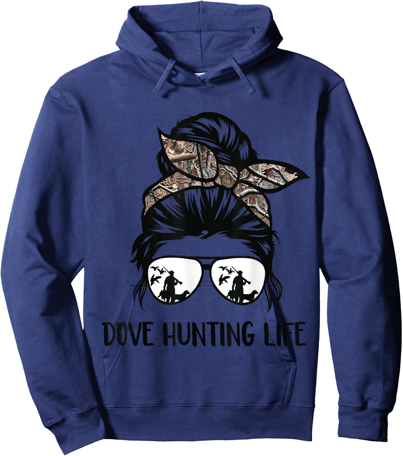 dove hunting life messy bun Funny Dove Hunter woman mom Hoodie - Hoodie | Navy