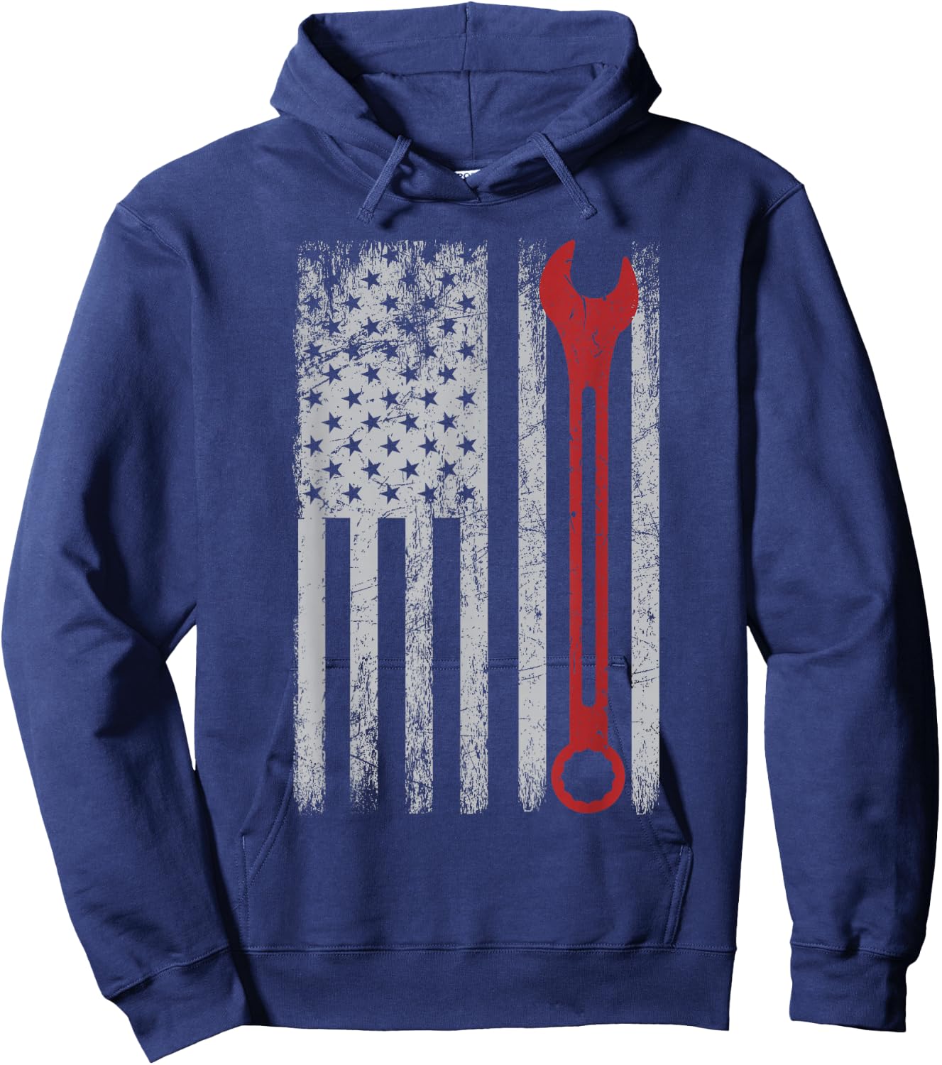 Auto Repairman Car Mechanic Wrench Workshop Tools USA Flag Small Hoodie - Hoodie | Navy