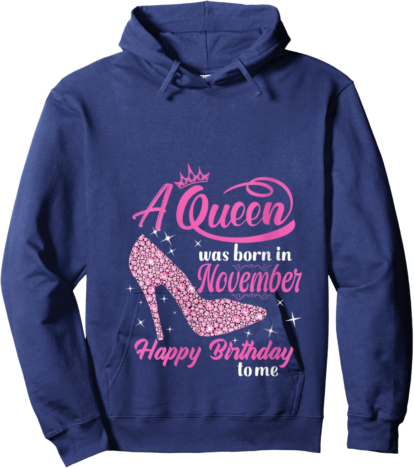 A Queen was Born In November Gift Funny November Birthday V-Neck Hoodie - Hoodie | Navy