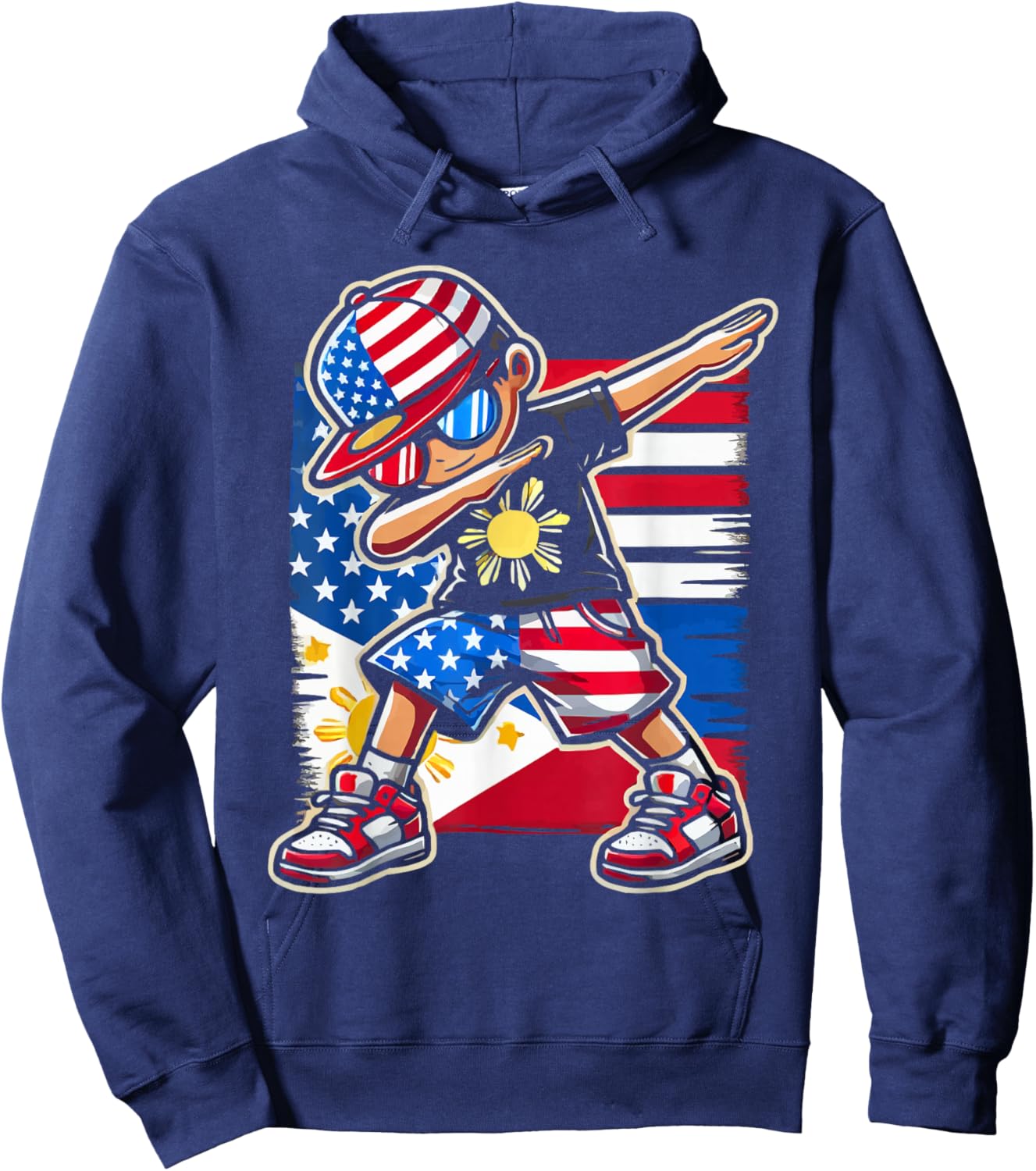 Half Filipino Half American USA Flag Philippines America Hoodie - Hoodie | Navy