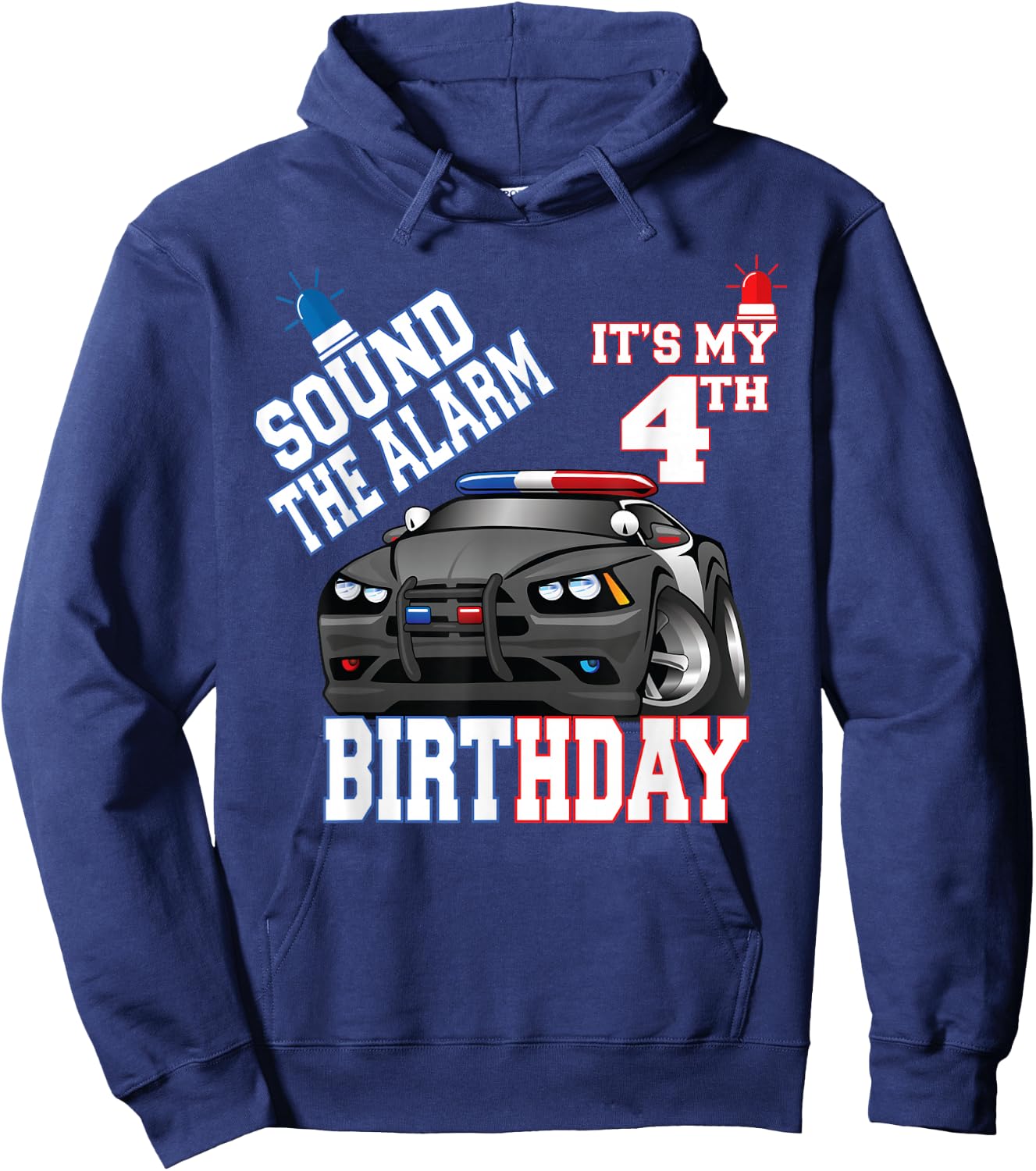 Sound The Alarm It's My 4th Birthday 4 Years Old Policeman Hoodie - Hoodie | Navy