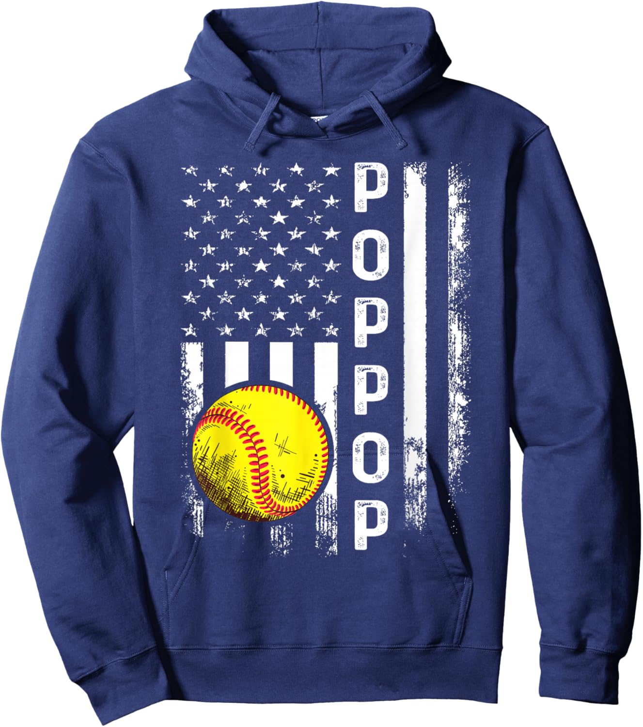 Softball Poppop America Flag Men Women Vintage Christmas Hoodie - Hoodie | Navy