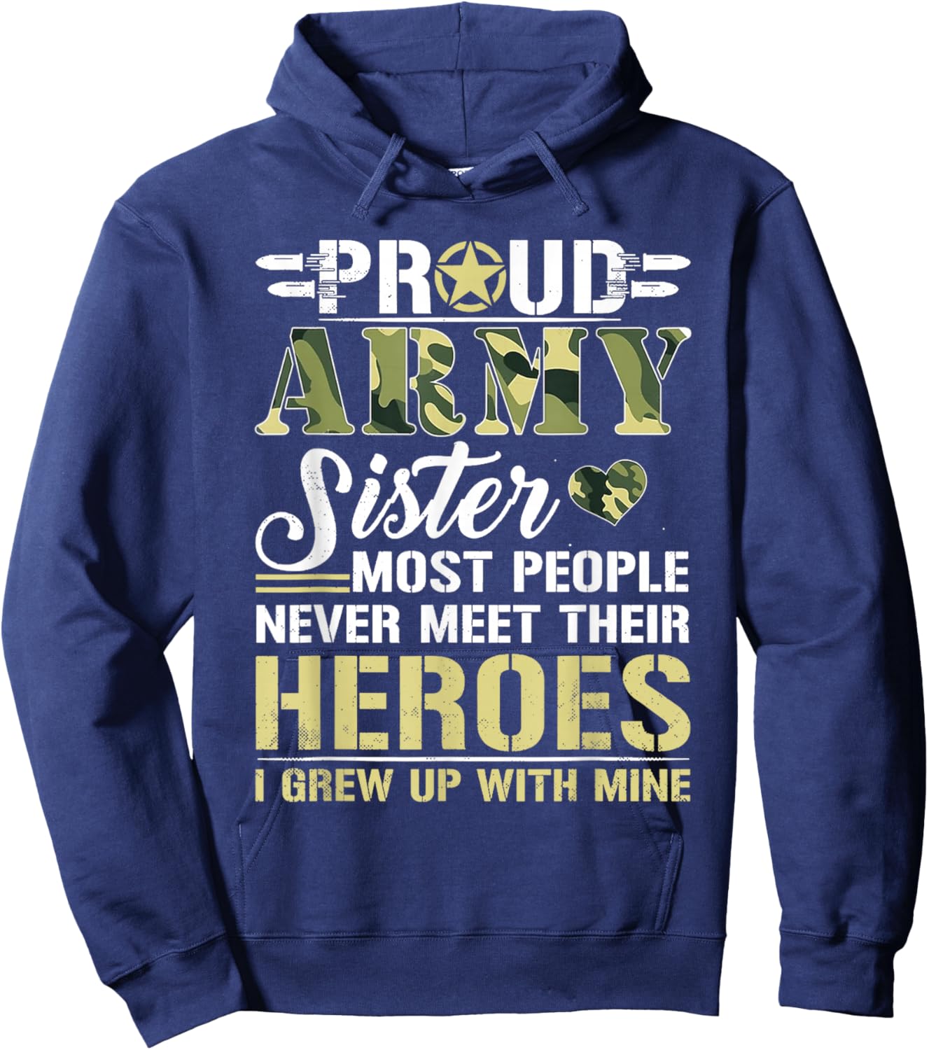 Proud Army Sister T Shirt Hoodie - Hoodie | Navy
