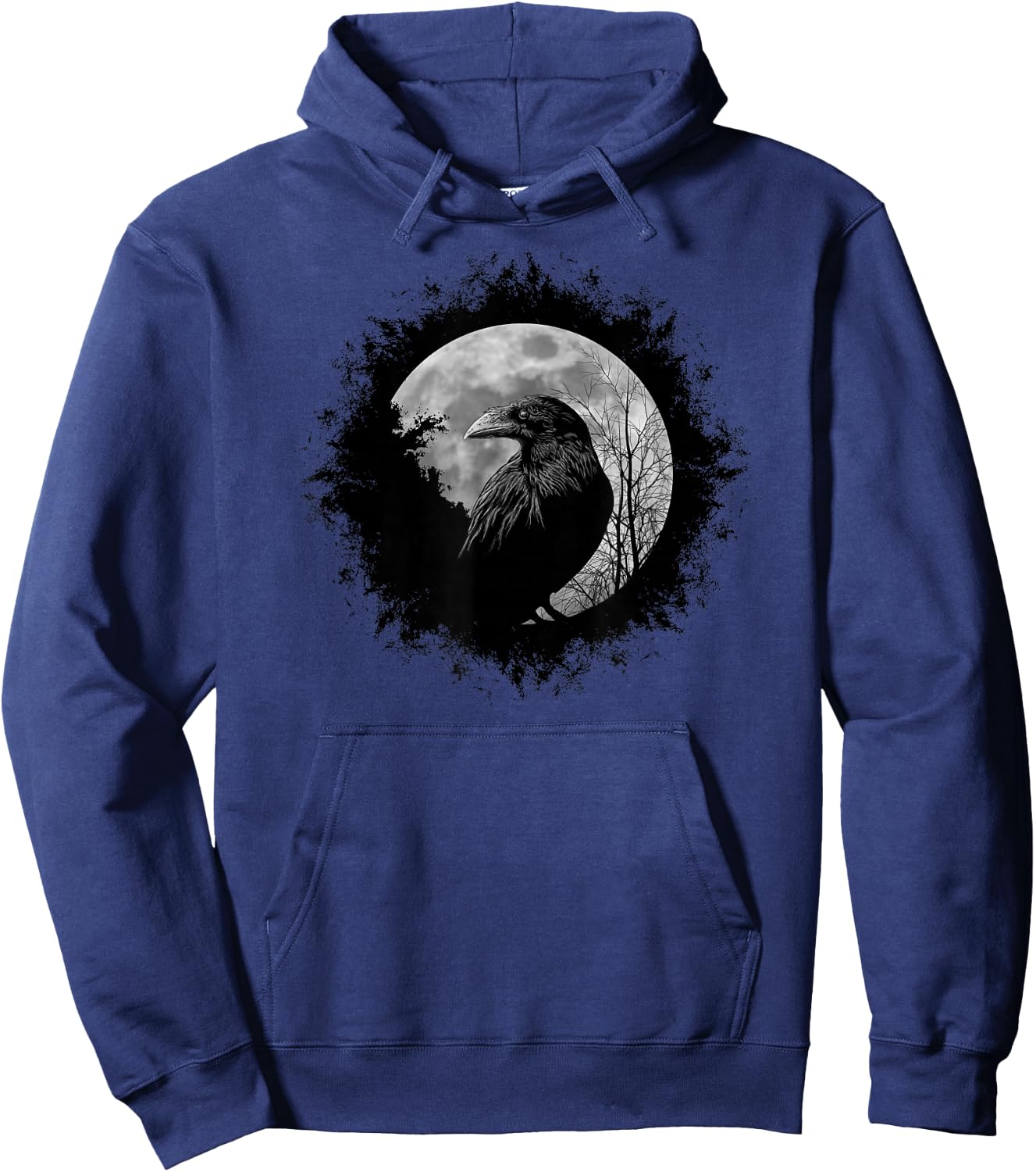 Black Crow Mystical Raven at Full Moon Hoodie - Hoodie | Navy