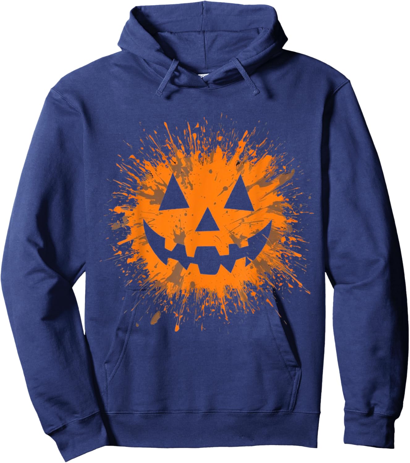 Orange Tie Dye Jack O Lantern Face Halloween Hoodie - Hoodie | Navy