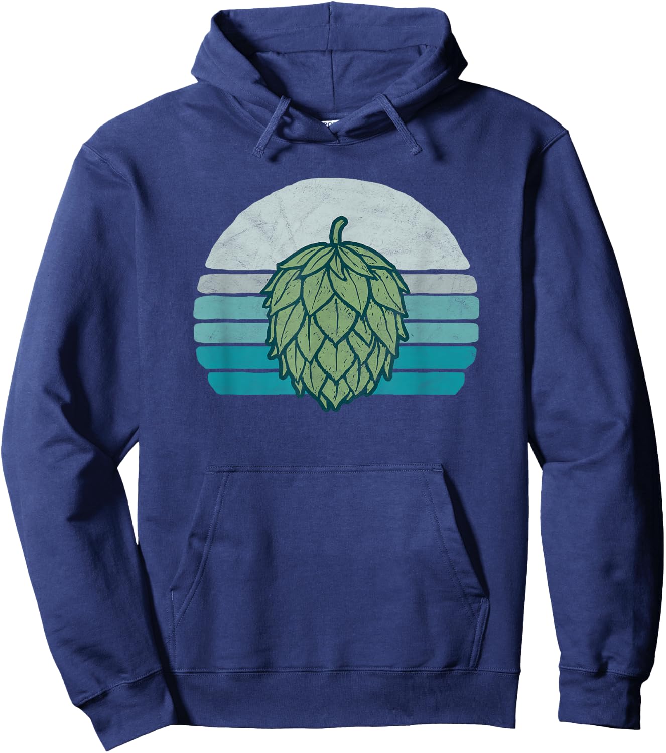 Hops Lover Vintage Beer Graphic Dark Sunset Hop Illustration Hoodie - Hoodie | Navy
