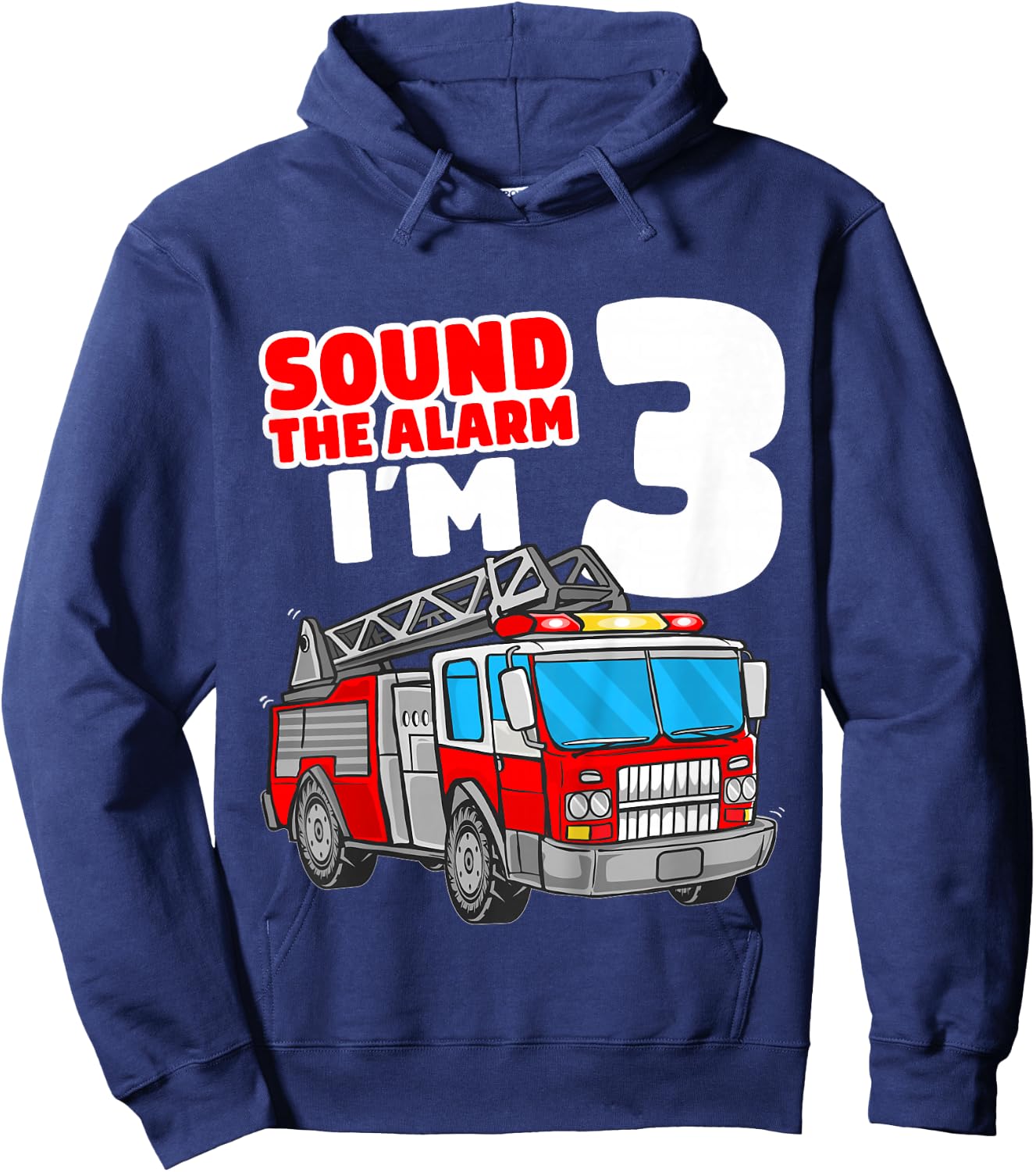 Kids Fire Truck 3 Year Old Firefighter 3rd Birthday Boy Toddler Hoodie - Hoodie | Navy