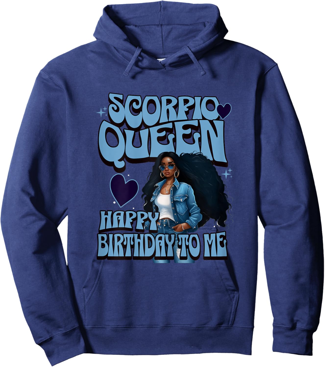 Scorpio Queen Happy BIrthday To Me Melanin Birthday Girl Hoodie - Hoodie | Navy