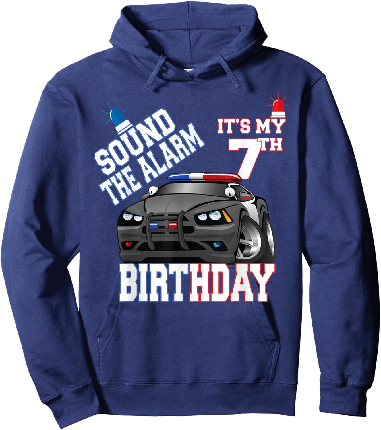 Sound The Alarm It's My 7th Birthday 7 Years Old Policeman Hoodie - Hoodie | Navy