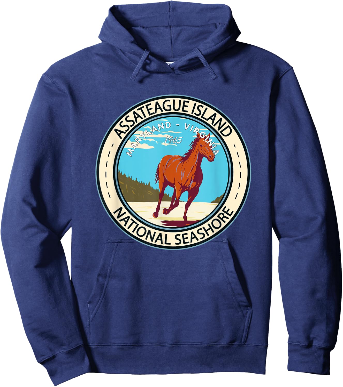 Assateague Island National Seashore Badge Vintage Hoodie - Hoodie | Navy
