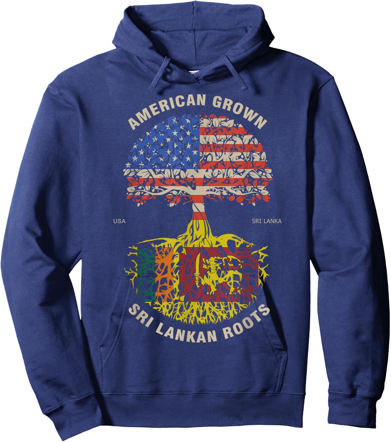 American Grown Sri Lankan Roots Sri Lanka Flag Hoodie - Hoodie | Navy
