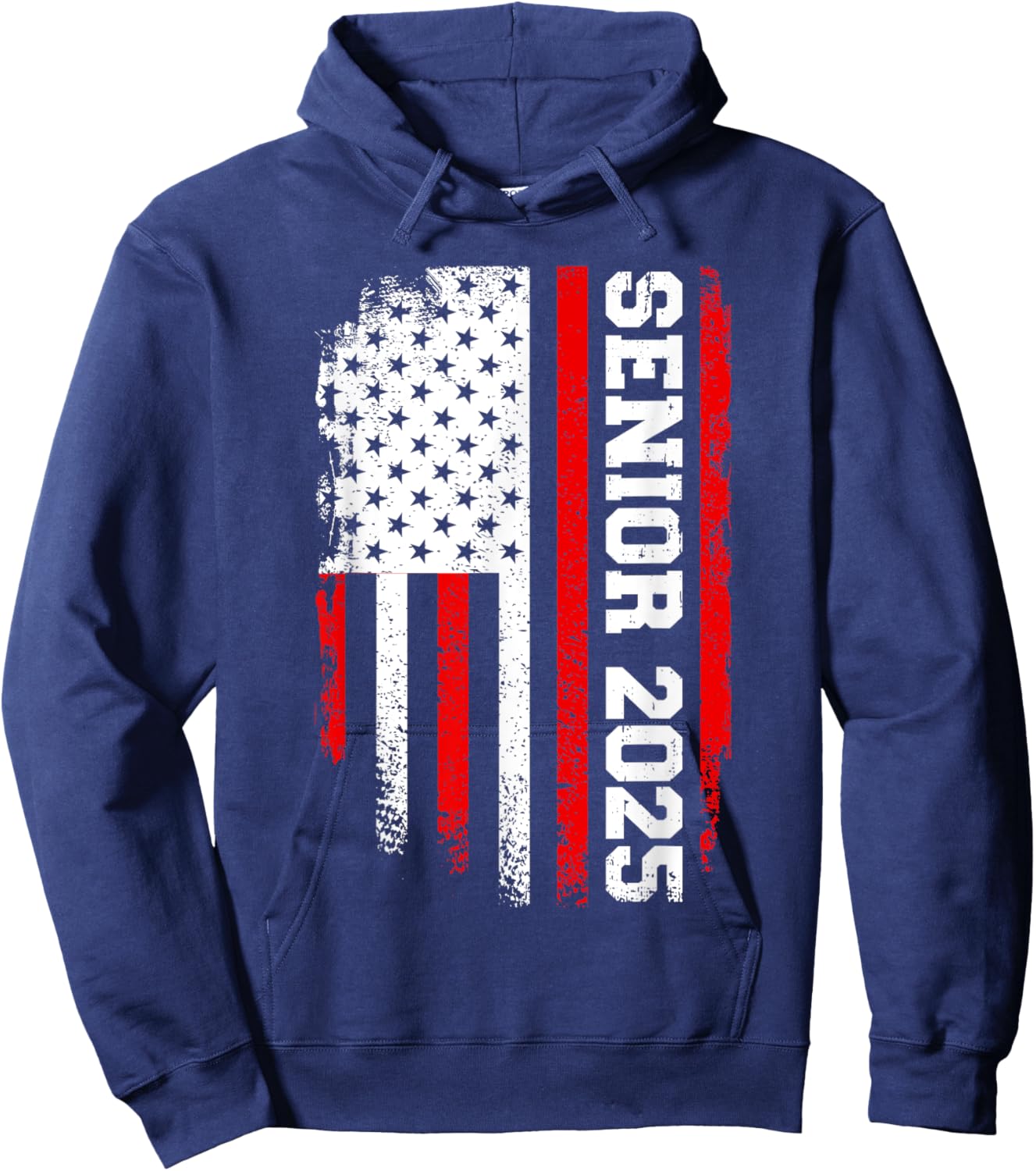 Senior 2025 us flag college high school graduation class of Hoodie - Hoodie | Navy