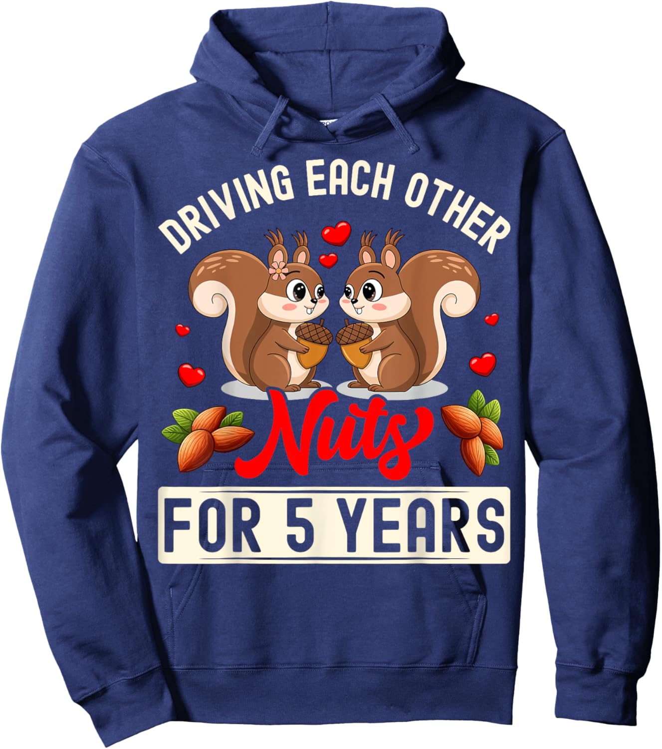 Couples Married 5 Year Funny 5th Wedding Anniversary Hoodie - Hoodie | Navy