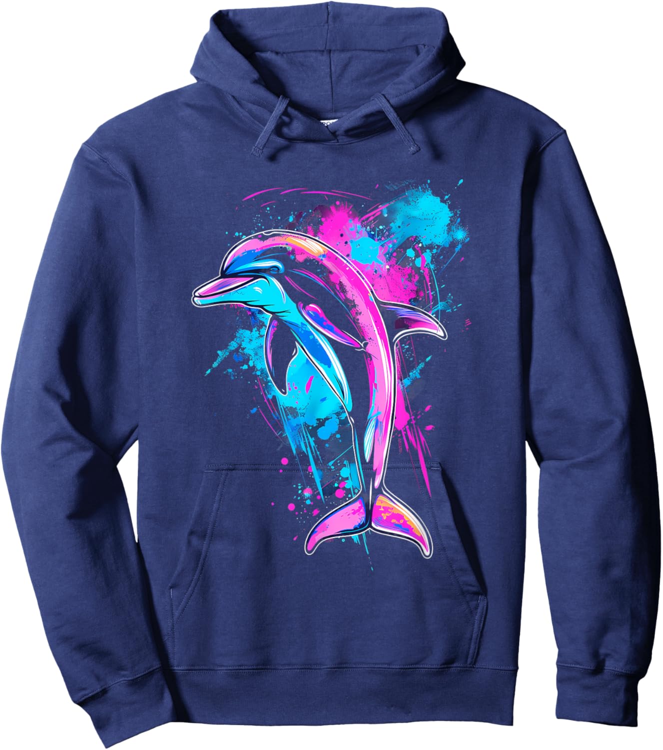 Dolphin Watercolor Ocean Sea Dolphin Sea Ocean Animal Hoodie - Hoodie | Navy