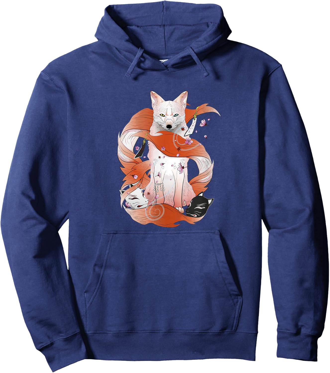 Kitsune Japanese Kami Inari Nine-Tailed Fox Fox Spirit Yokai Hoodie - Hoodie | Navy