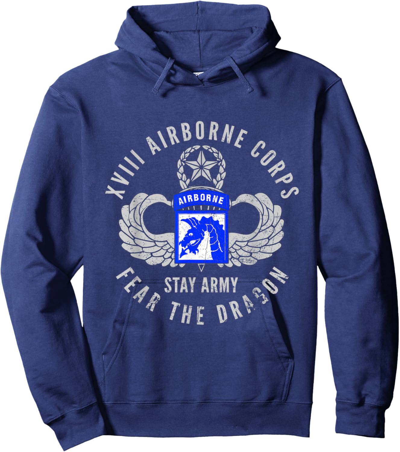 Proud 18th XVIII Airborne Corps US Veteran Fear The Dragon Hoodie - Hoodie | Navy