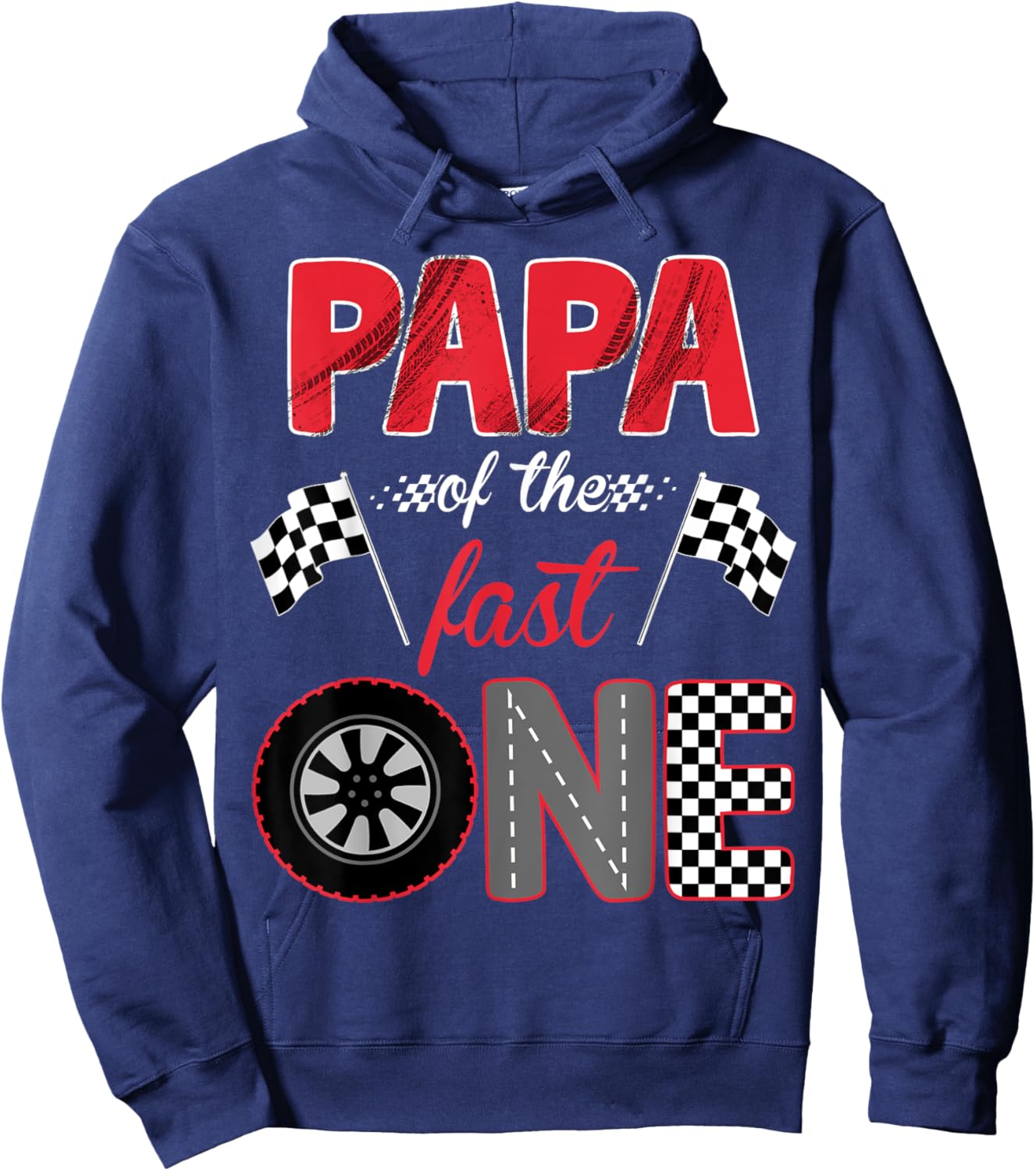 Papa Of The Fast One Birthday 1st Race Car Family Hoodie - Hoodie | Navy
