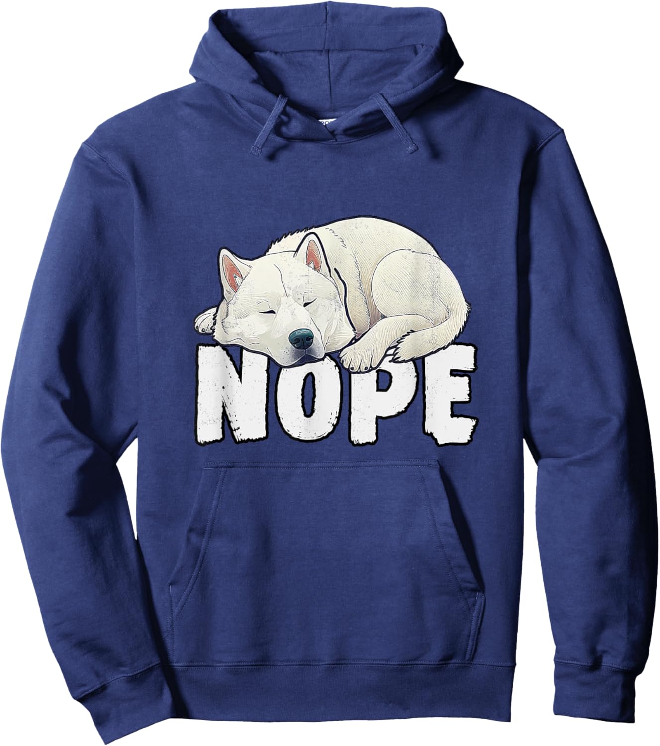 Korean Jindo Nope Funny Lazy Pet Dog Cute Hoodie - Hoodie | Navy