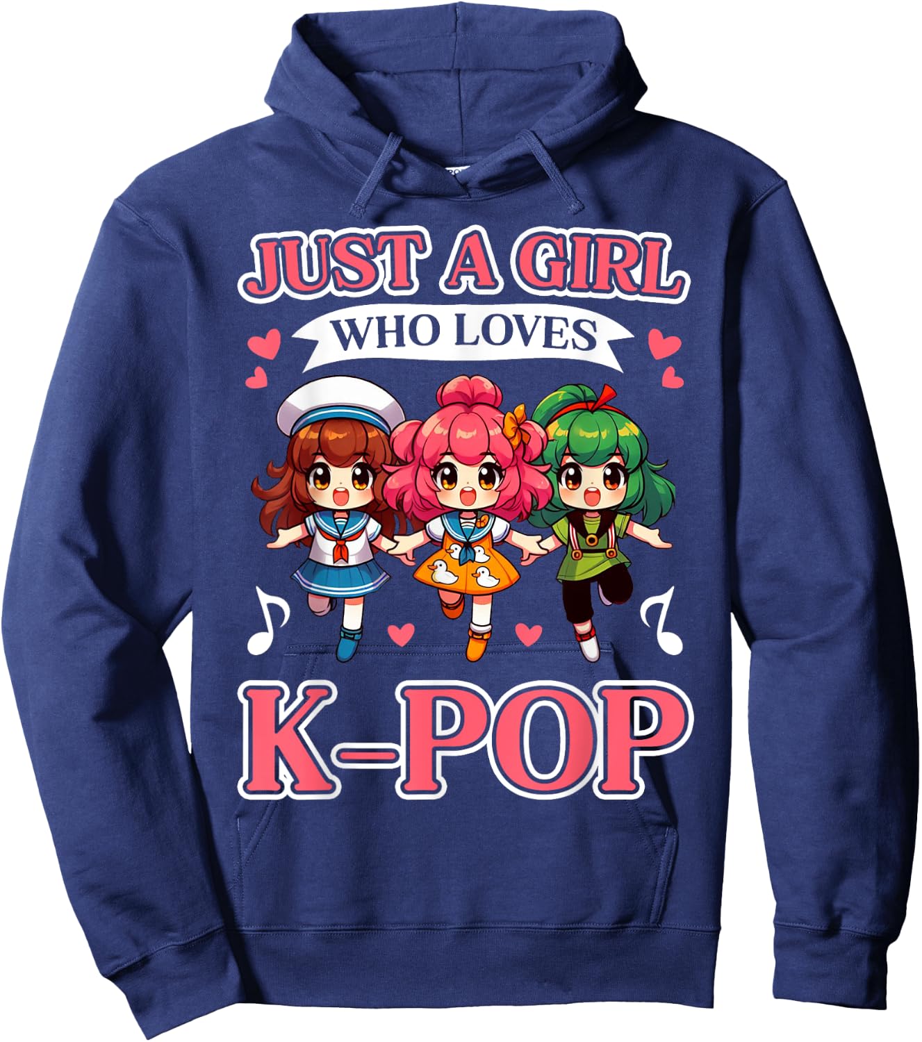 Just A Girl Who Loves K-Pop Fan Korean Music Finger Heart Hoodie - Hoodie | Navy