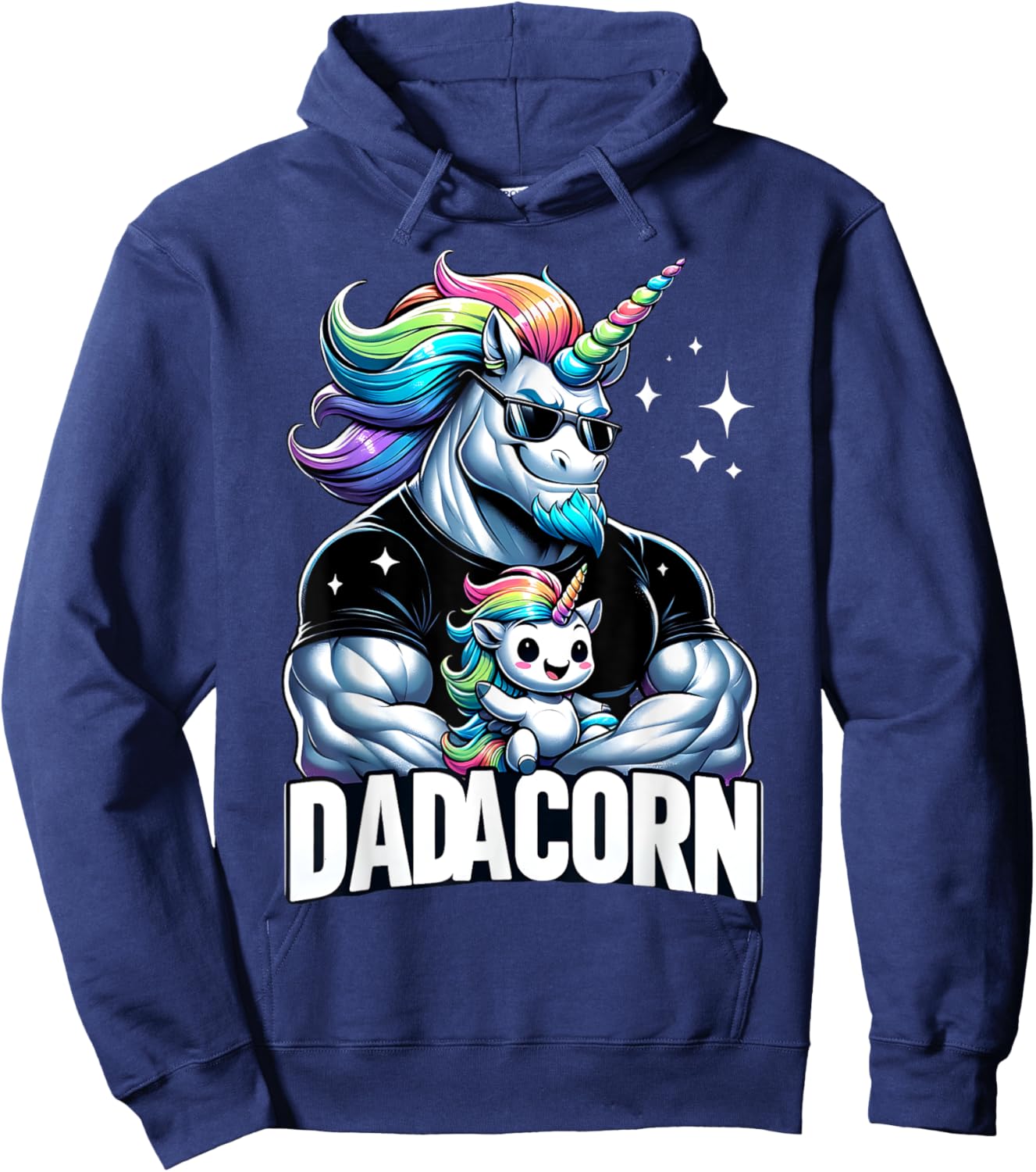 Father's Day Dadacorn Unicorn Dad and Son Daughter, Dadacorn Hoodie - Hoodie | Navy