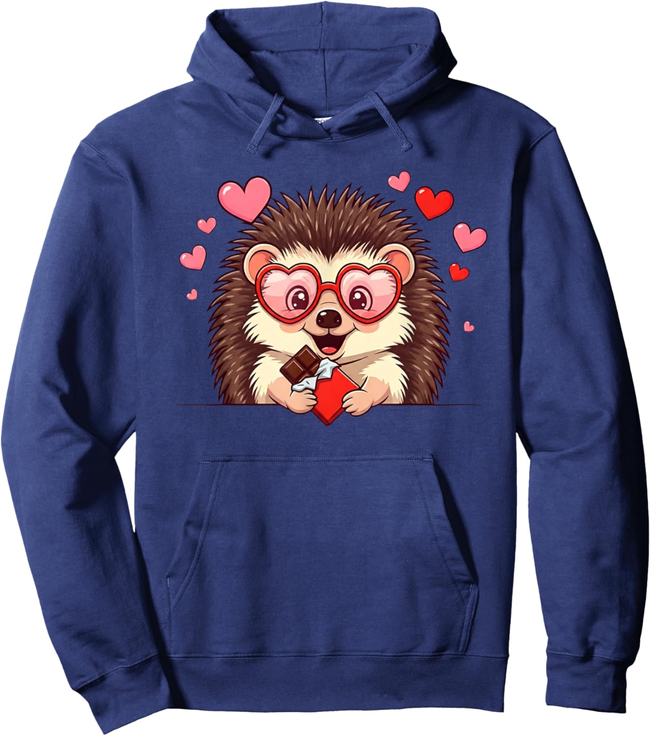 Funny Hedgehog Heart Chocolate Valentine Kids Hoodie - Hoodie | Navy