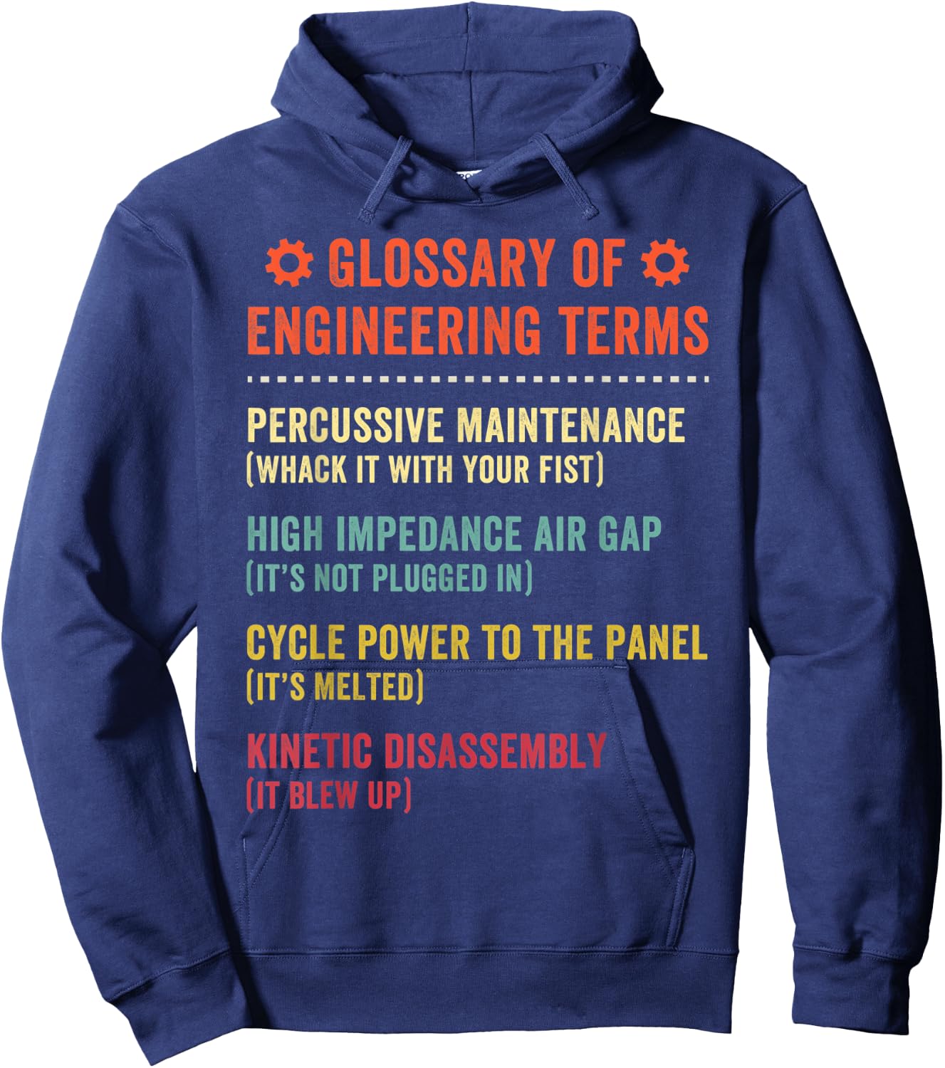 Glossary of Engineering Terms Funny Engineer Definitions Hoodie - Hoodie | Navy