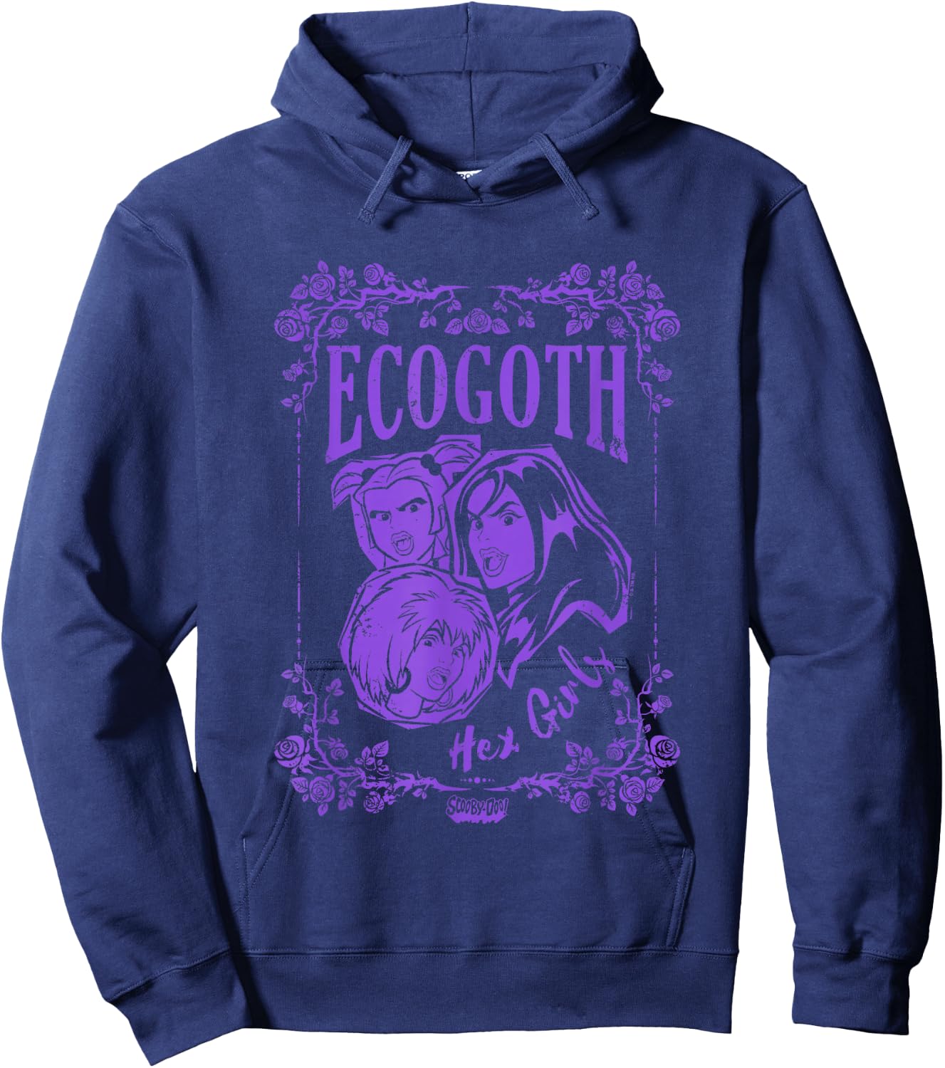 Scooby-Doo Hex Girls Ecogoth Distressed Floral Chest Logo Hoodie - Hoodie | Navy