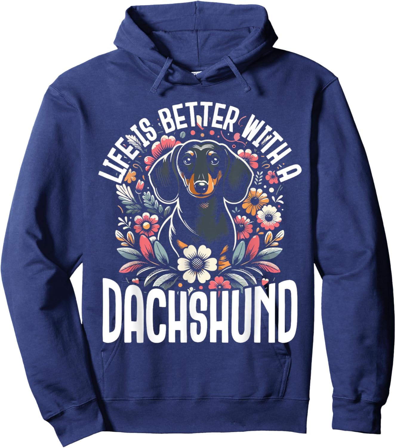 Dachshund Adorable Wiener Dog Sausage Paw Print Men Women Hoodie - Hoodie | Navy