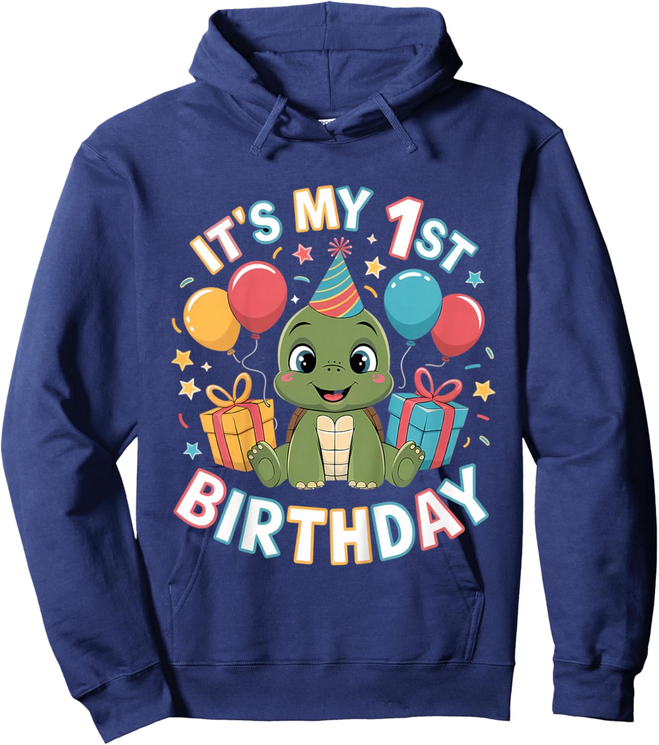 Kids 1st Birthday Turtle Party Design Hoodie - Hoodie | Navy