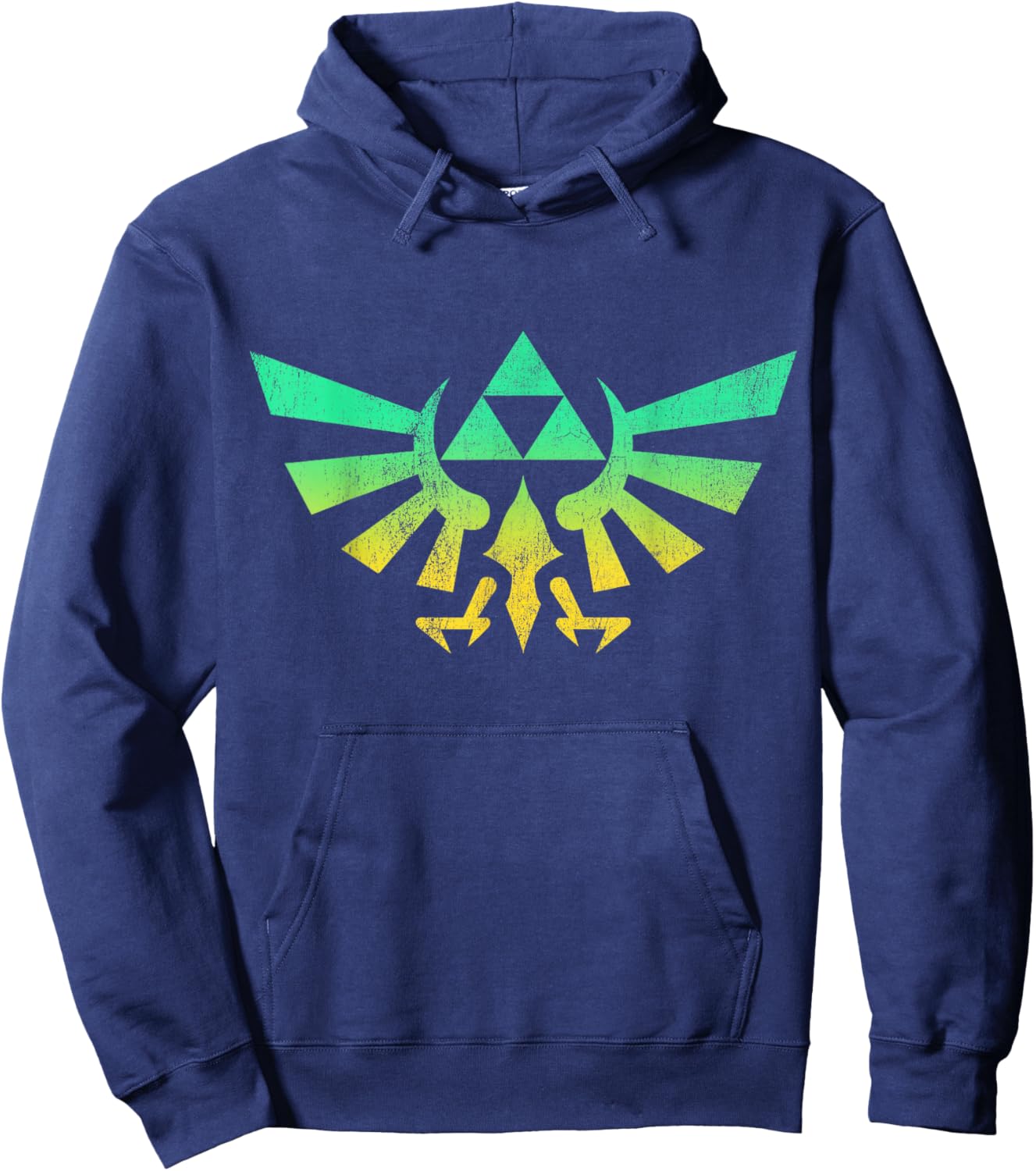 Legend of Zelda Triforce Green Fade Graphic Hoodie - Hoodie | Navy
