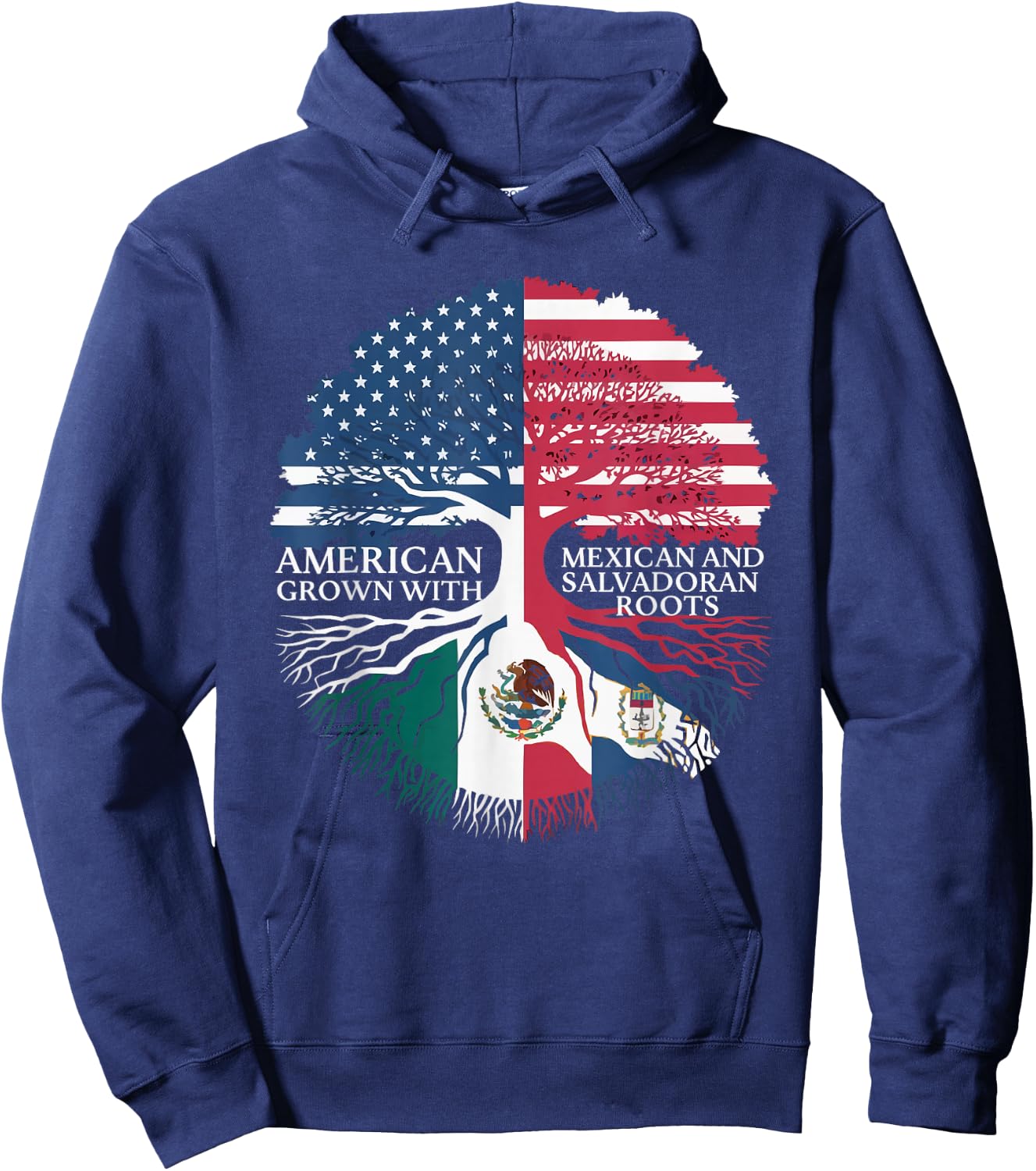 Half Mexican Half Salvadorian El Salvador Flag Mexico Hoodie - Hoodie | Navy