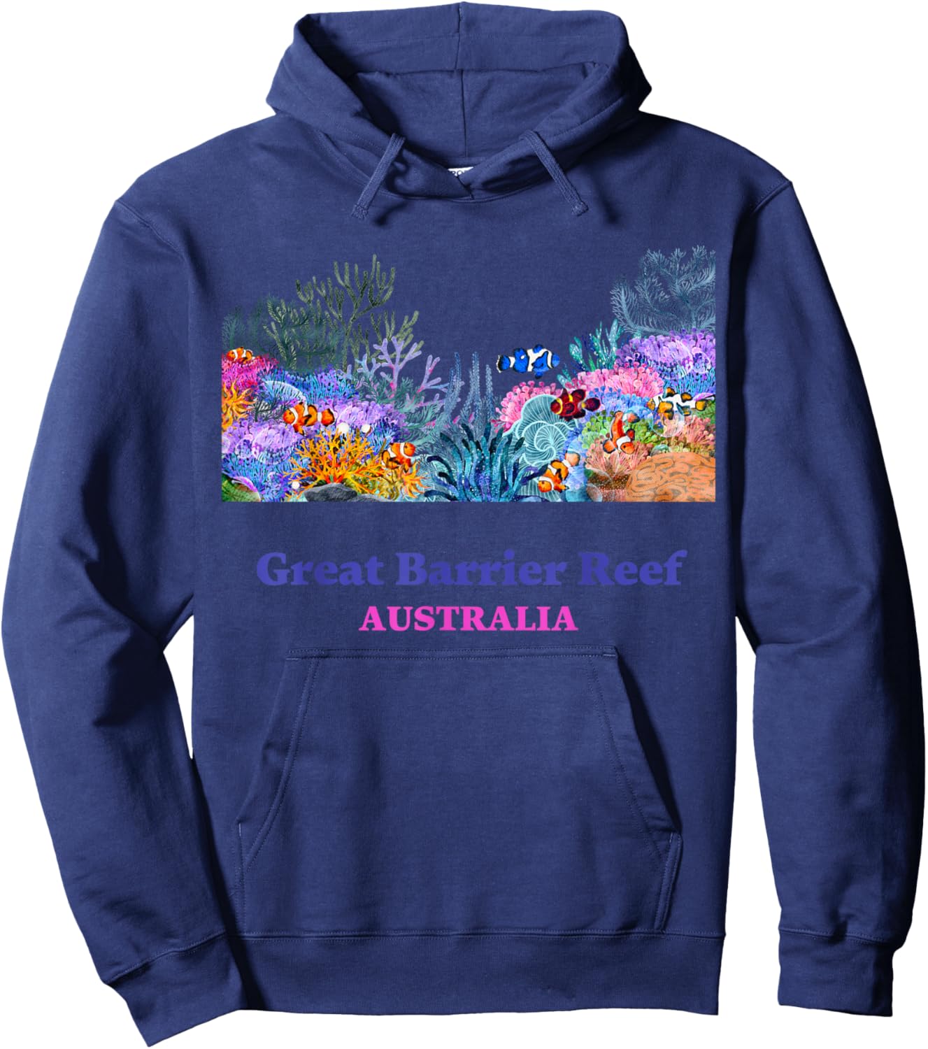 Great Barrier Reef Australia Tourist Vacation Souvenir Coral Hoodie - Hoodie | Navy