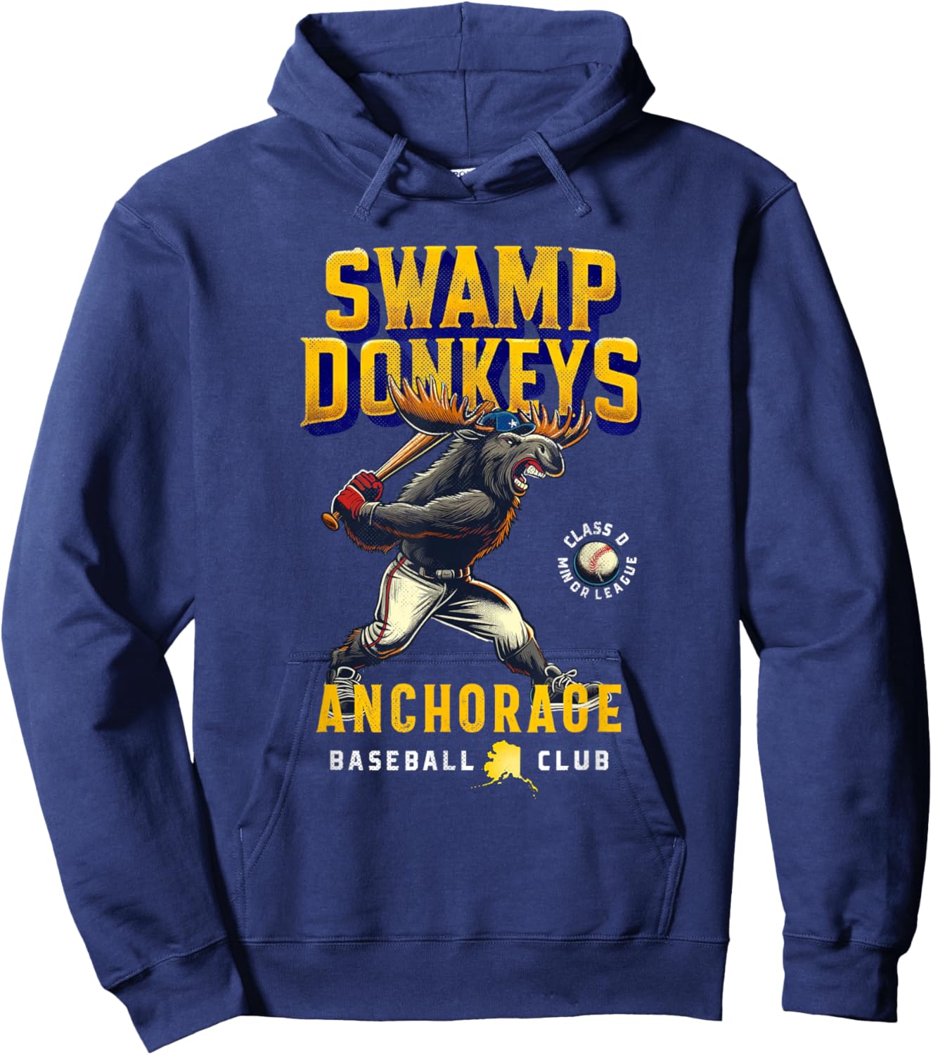 Anchorage Swamp Donkeys Retro Minor League Baseball Team Hoodie - Hoodie | Navy