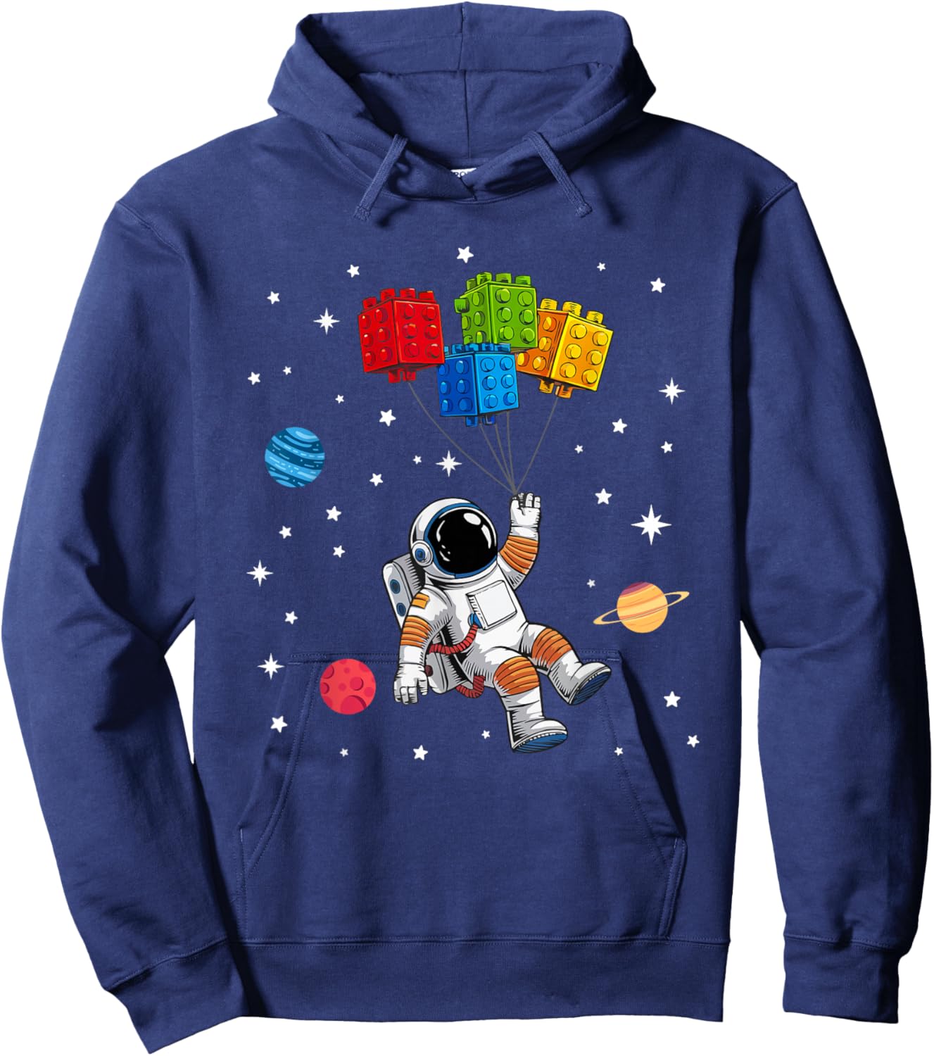 Space Astronaut Funny Building Blocks Bricks Master Builder Hoodie - Hoodie | Navy