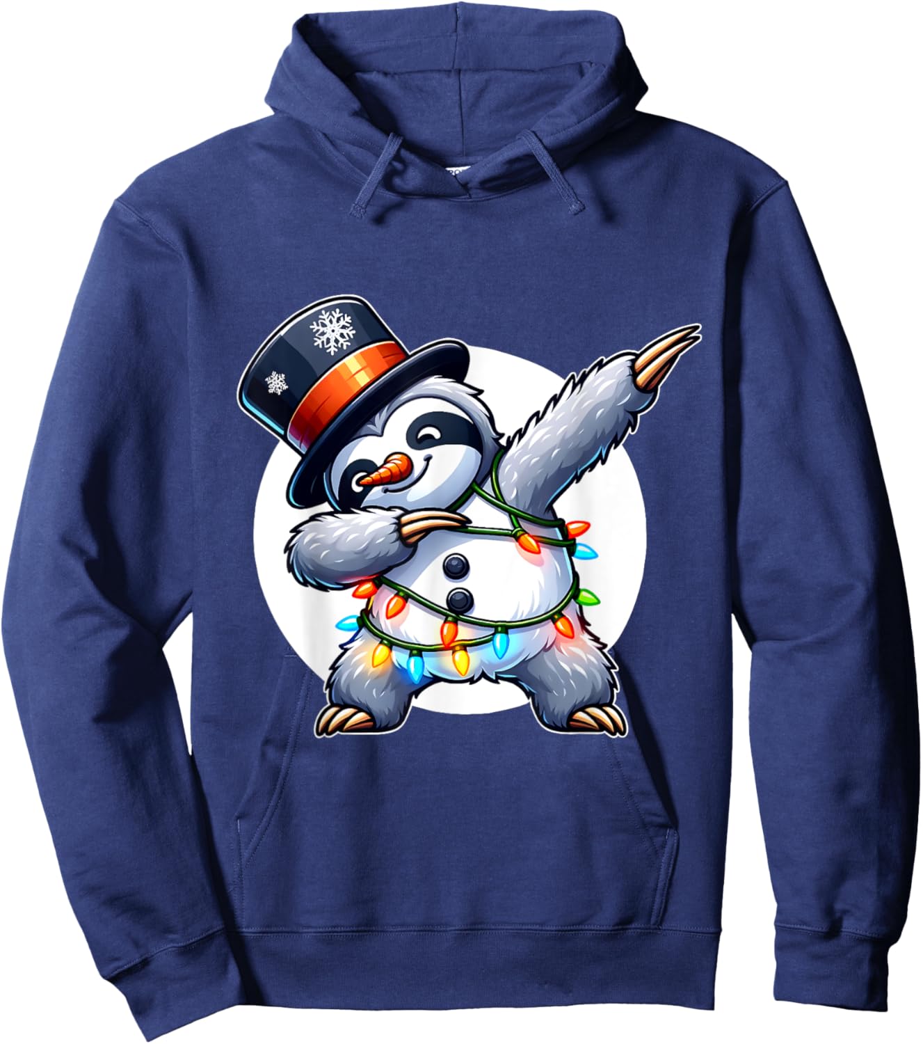 Dabbing Sloth Snowman Costume Christmas Hoodie - Hoodie | Navy