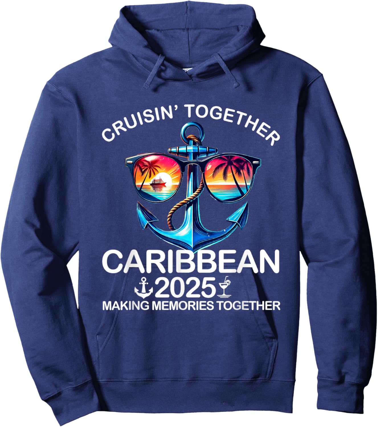 Cruisin' Together Caribbean 2025 Matching Family Vacation Hoodie - Hoodie | Navy
