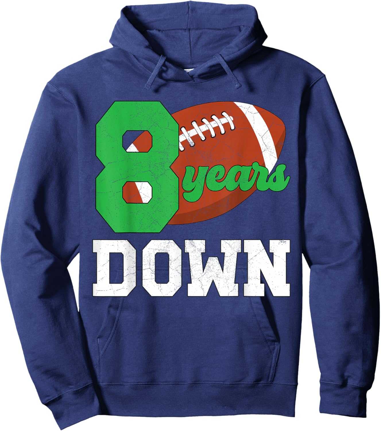 8th Birthday Football Boy Eight Year Old Football Player Hoodie - Hoodie | Navy