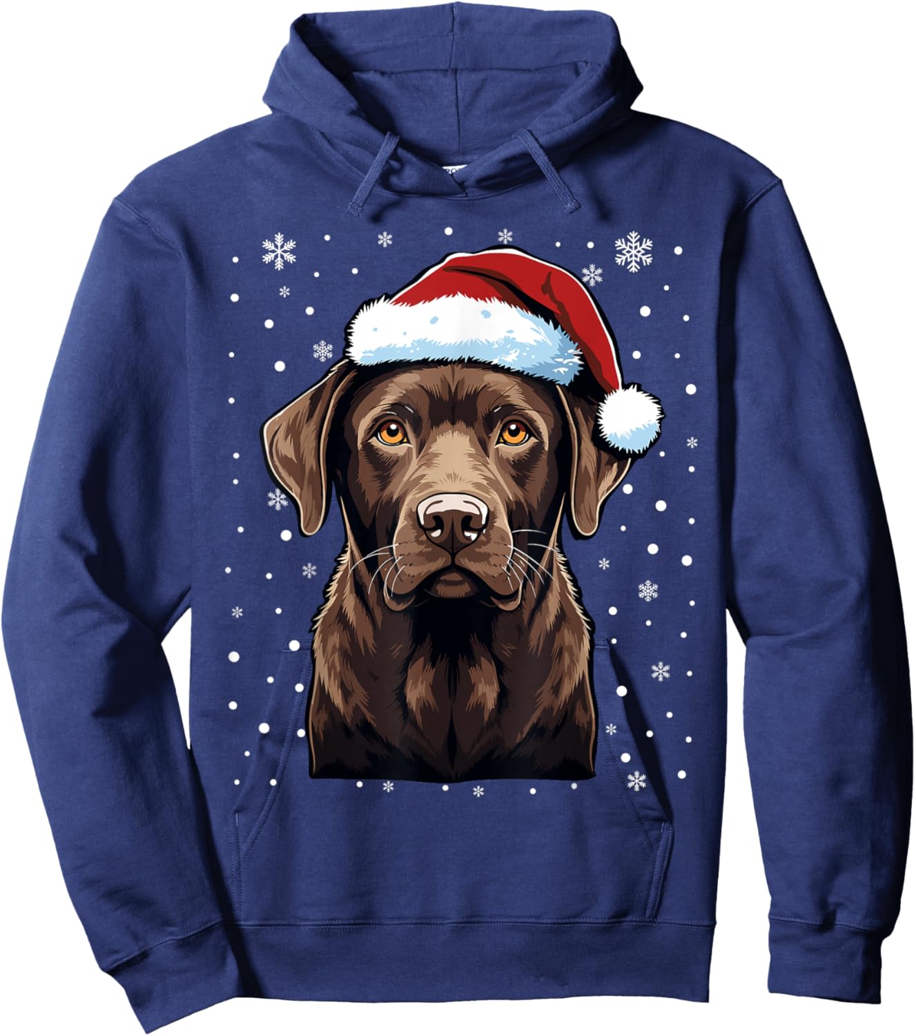 Chocolate Labrador Dog Christmas Santa Hat Xmas Pajama Hoodie - Hoodie | Navy