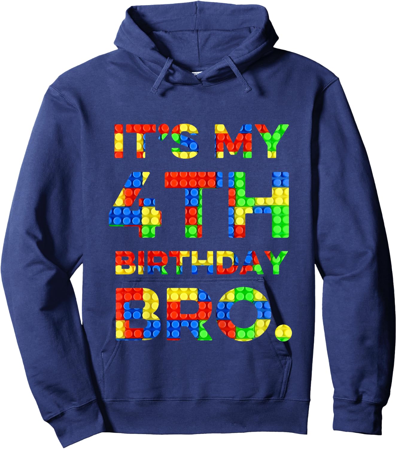 Kids Cute 4th Birthday Shirt 4 Years Old Block Building Boys Hoodie - Hoodie | Navy