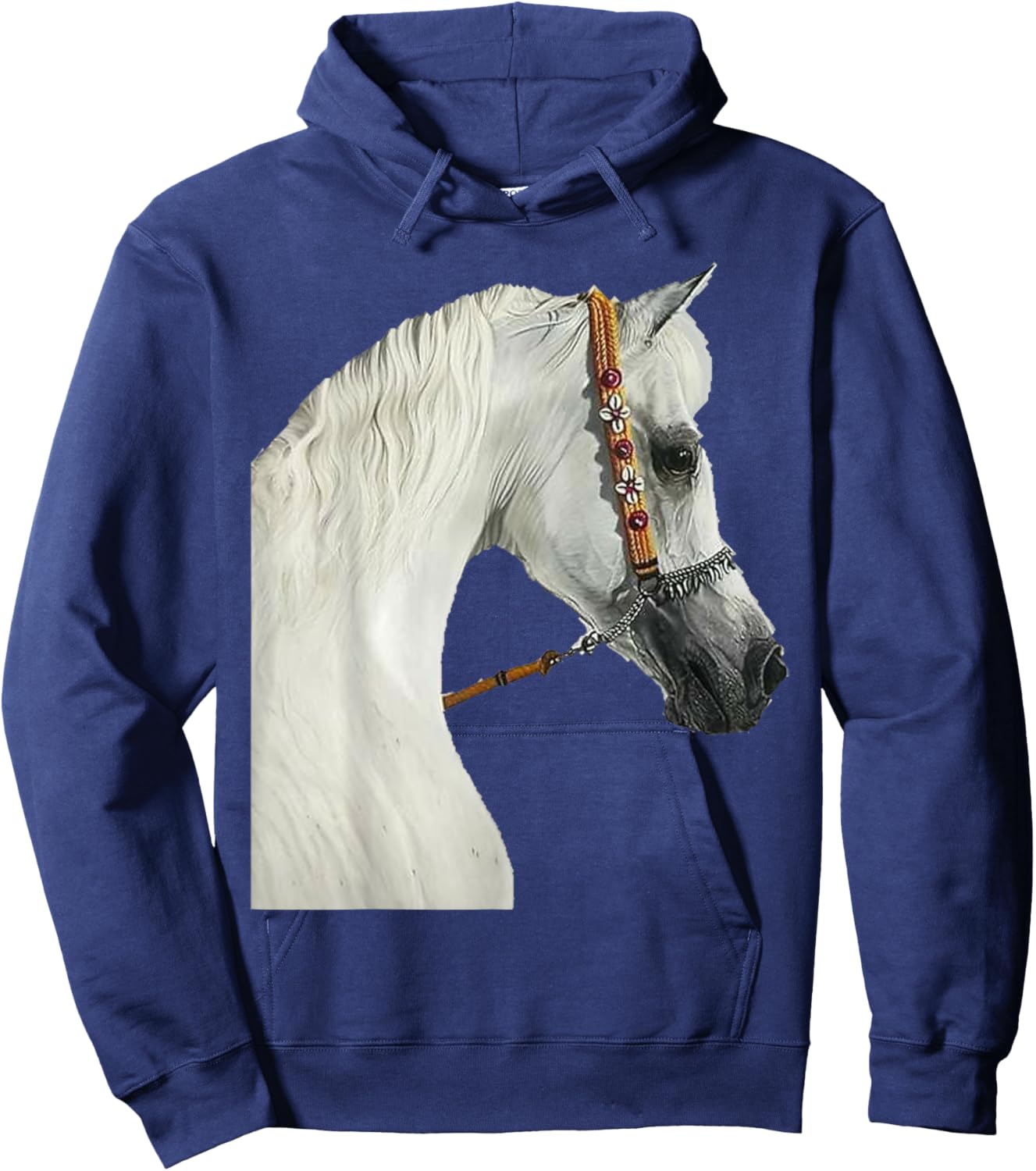Arabian Horse White Horse Majestic Luxurious Fancy Arabic Hoodie - Hoodie | Navy