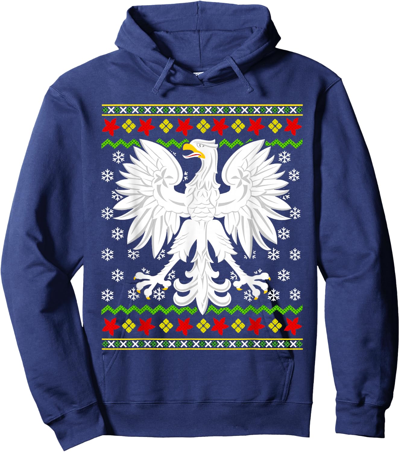 Poland Polish Family Men Women Kids Mom Dad Couple Ugly Christmas Polish Polska Eagle Hoodie - Hoodie | Navy