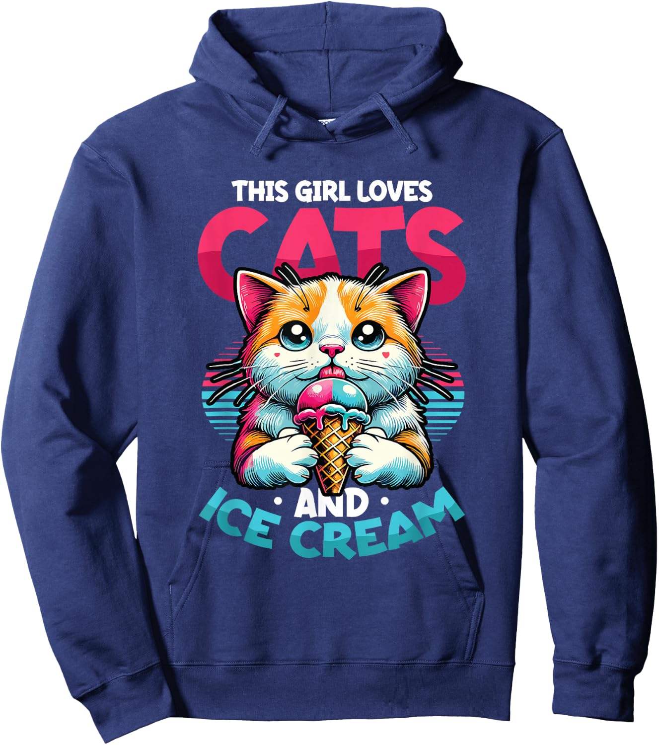 This Girl Loves Cats And Ice Cream Hoodie - Hoodie | Navy