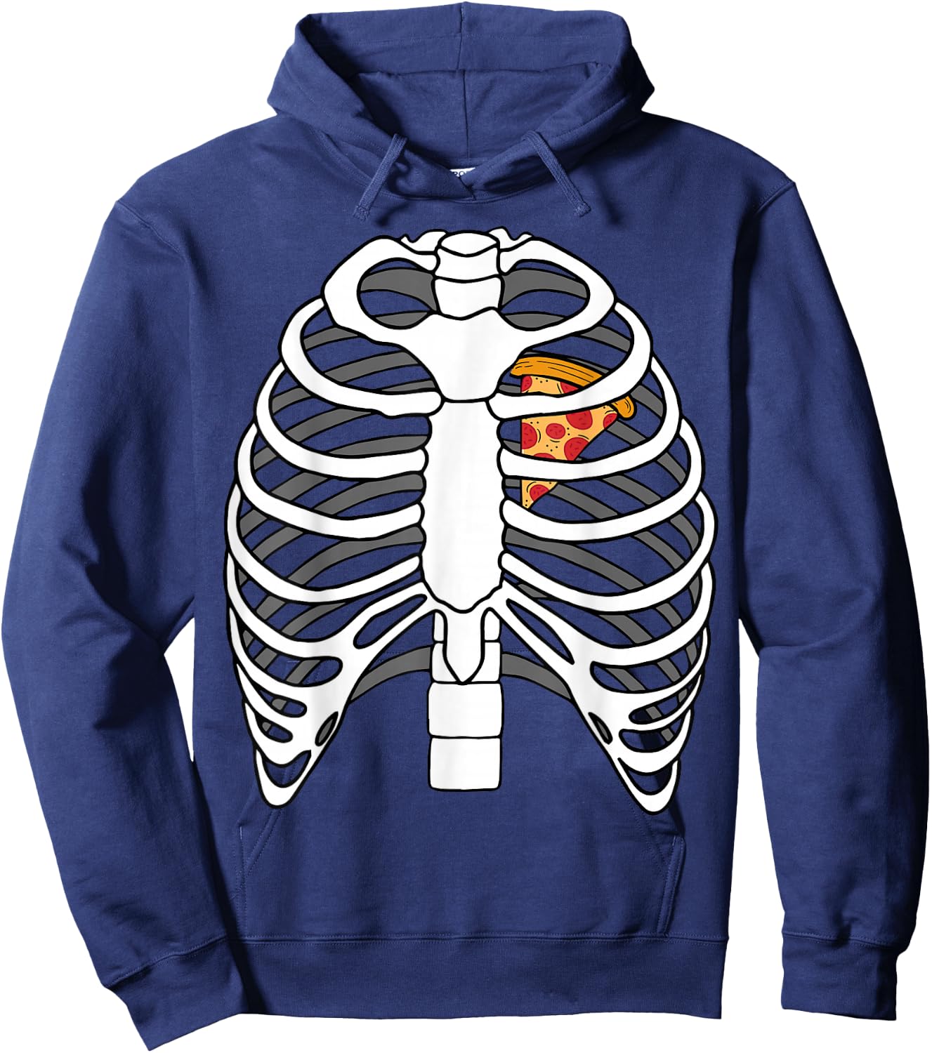 Skeleton Rib Pizza Heart Costume Easy Food Halloween Gifts Hoodie - Hoodie | Navy