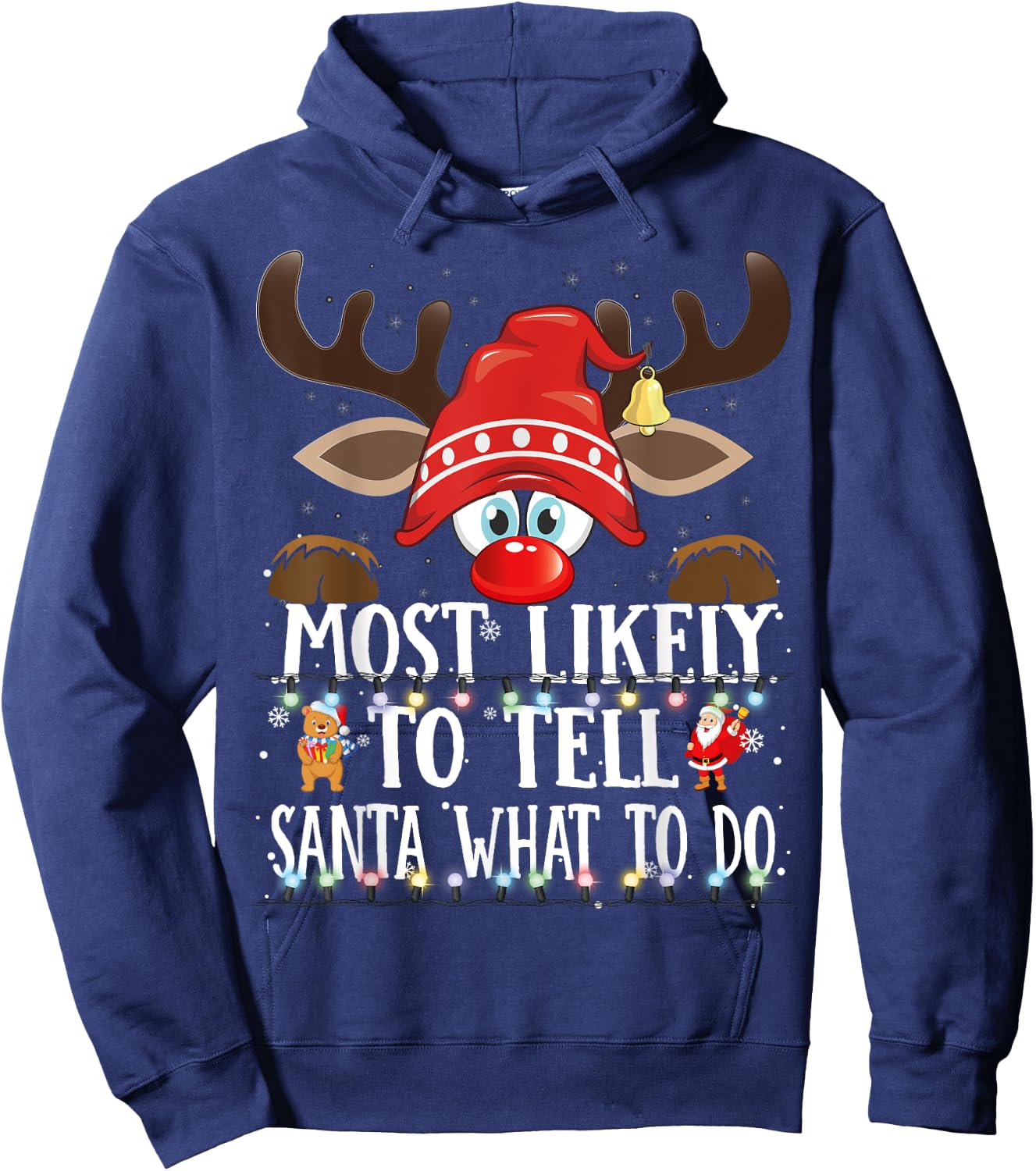 Christmas Matching Most Likely to Tell Santa What to Do PJS Hoodie - Hoodie | Navy