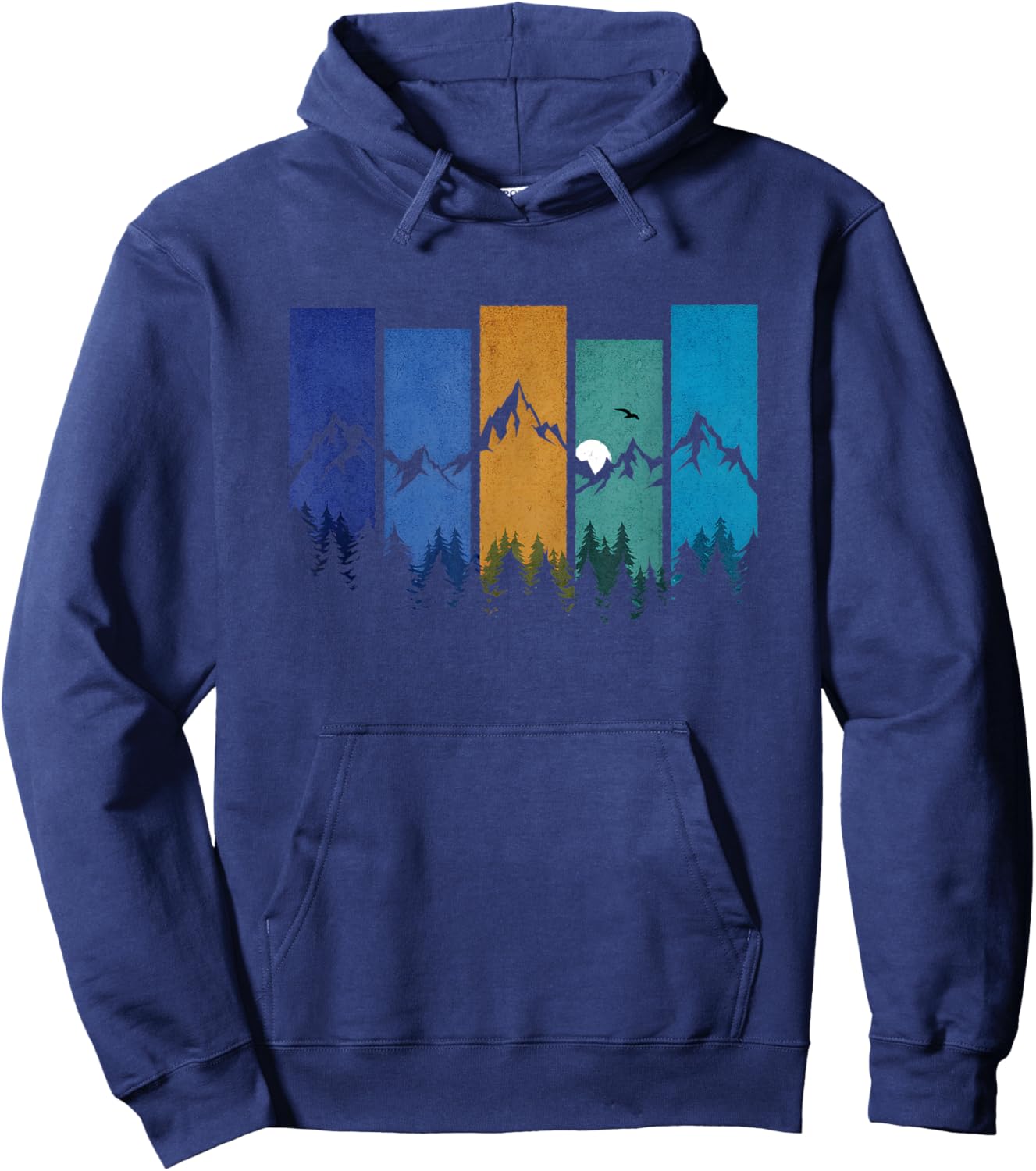 Trees Mountains Moon Adventure Outdoor Wildlife Forest Hoodie - Hoodie | Navy