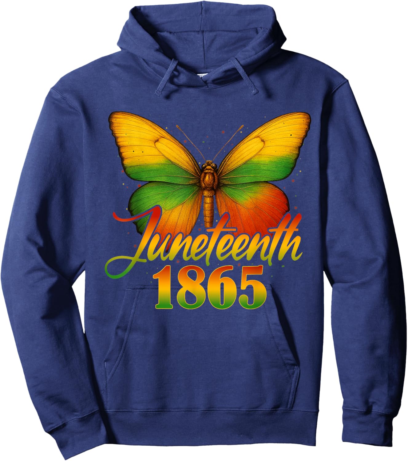 Juneteenth Butterfly Flag Celebrate Black Freedom Since 1865 Hoodie - Hoodie | Navy