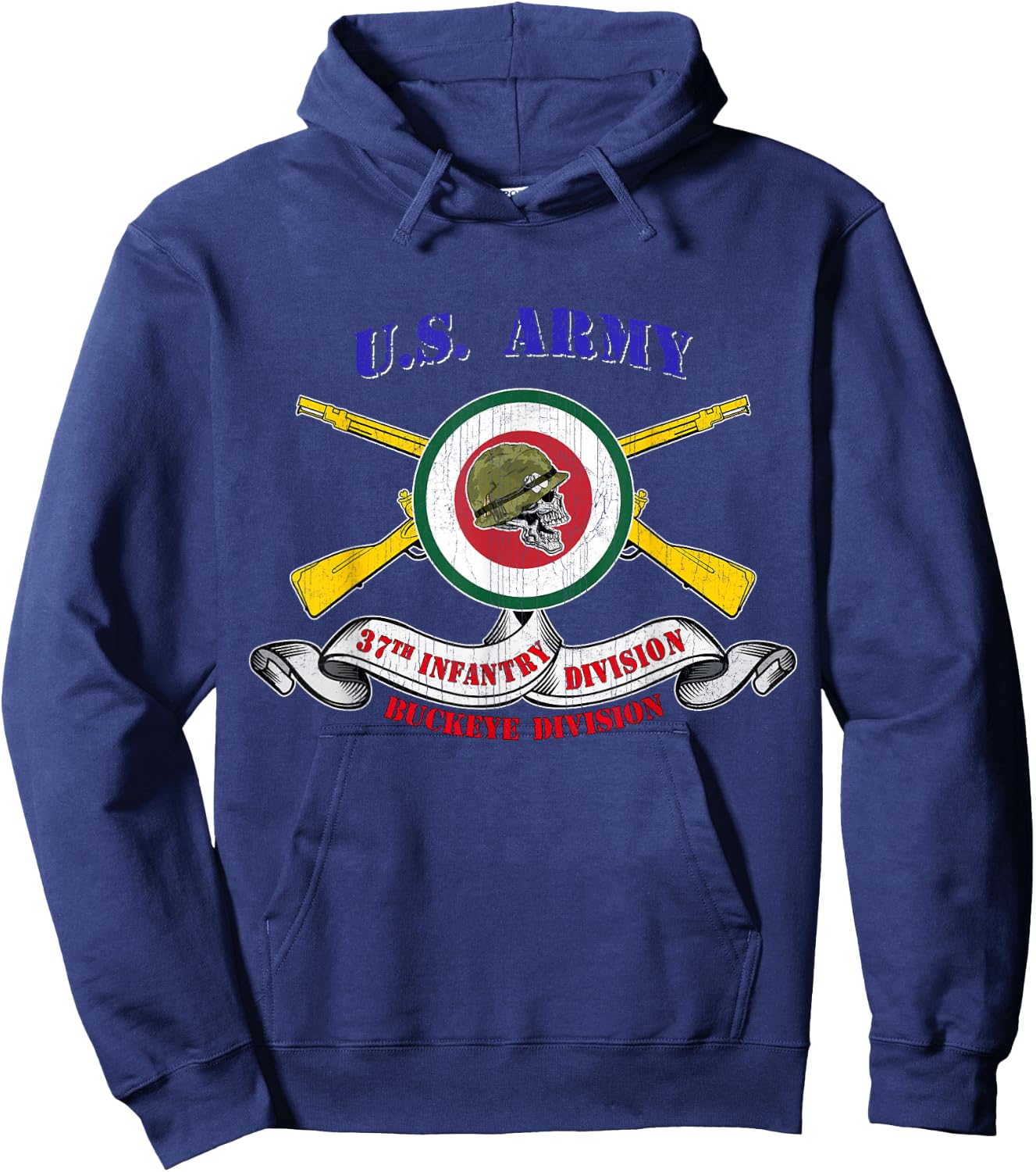 37th Infantry Division 37th ID Veteran Buckeye Division Hoodie - Hoodie | Navy