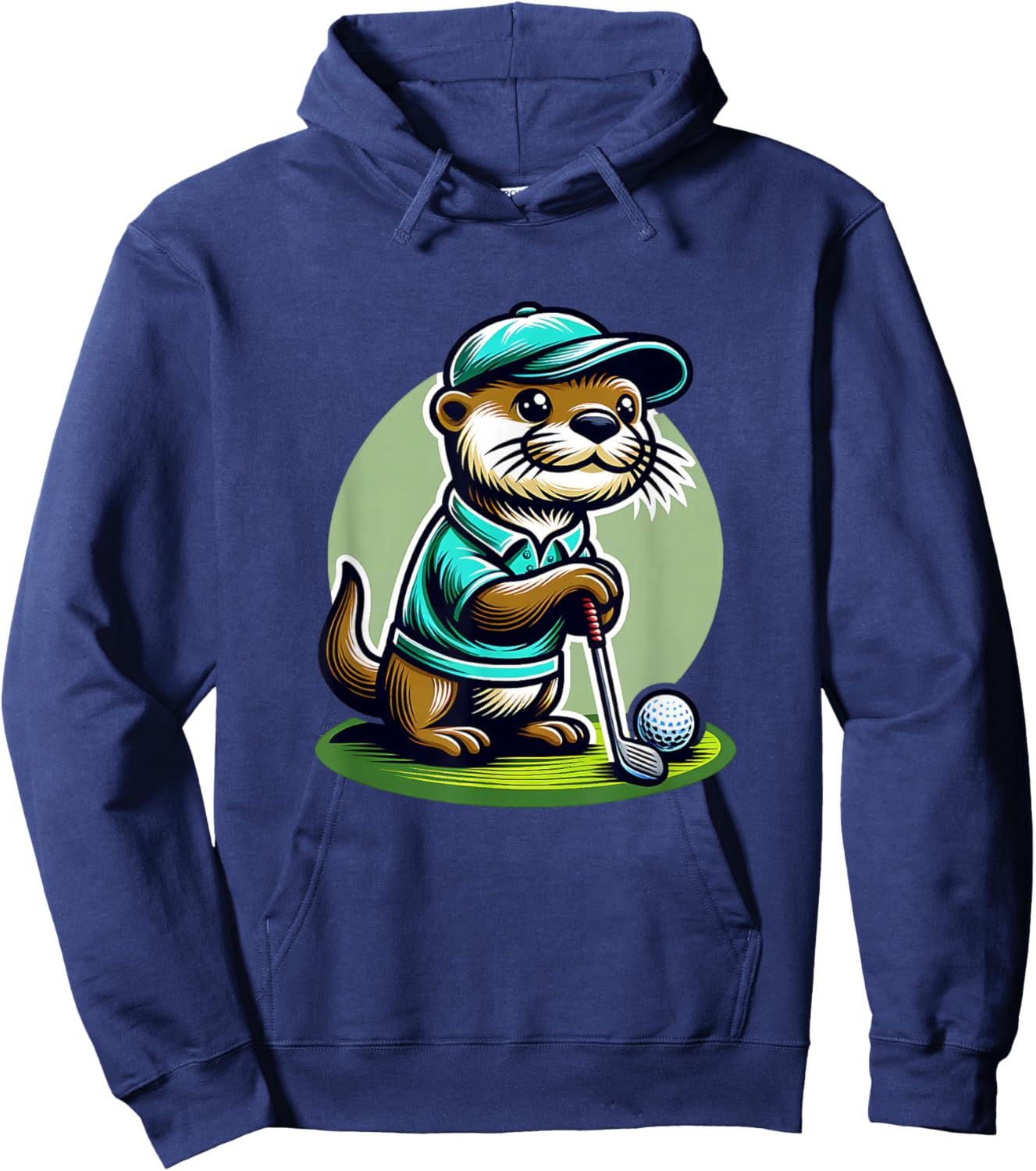 Retired Otter Golfer On Golf Course With Golfclub Hoodie - Hoodie | Navy