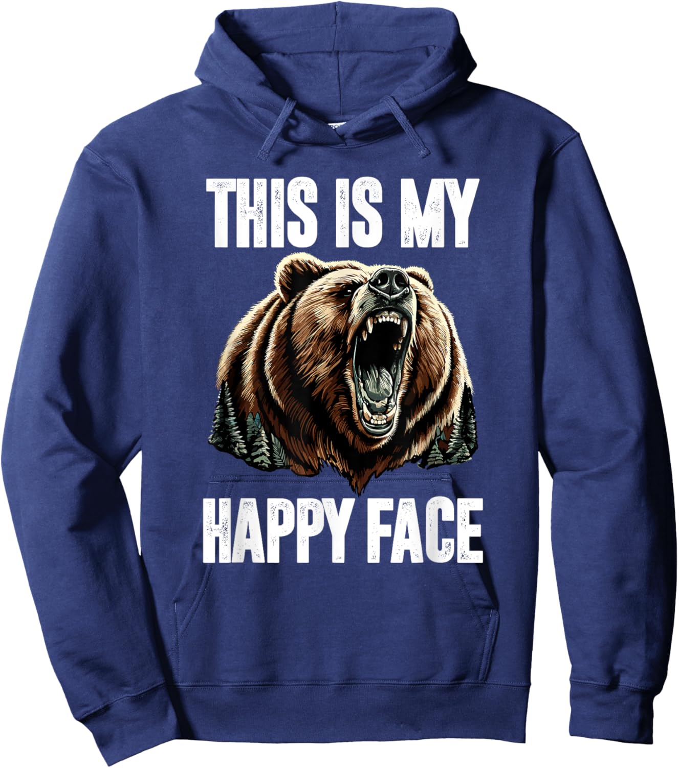 This Is My Happy Face Bear Funny Grizzly Forest Hunting Hoodie - Hoodie | Navy